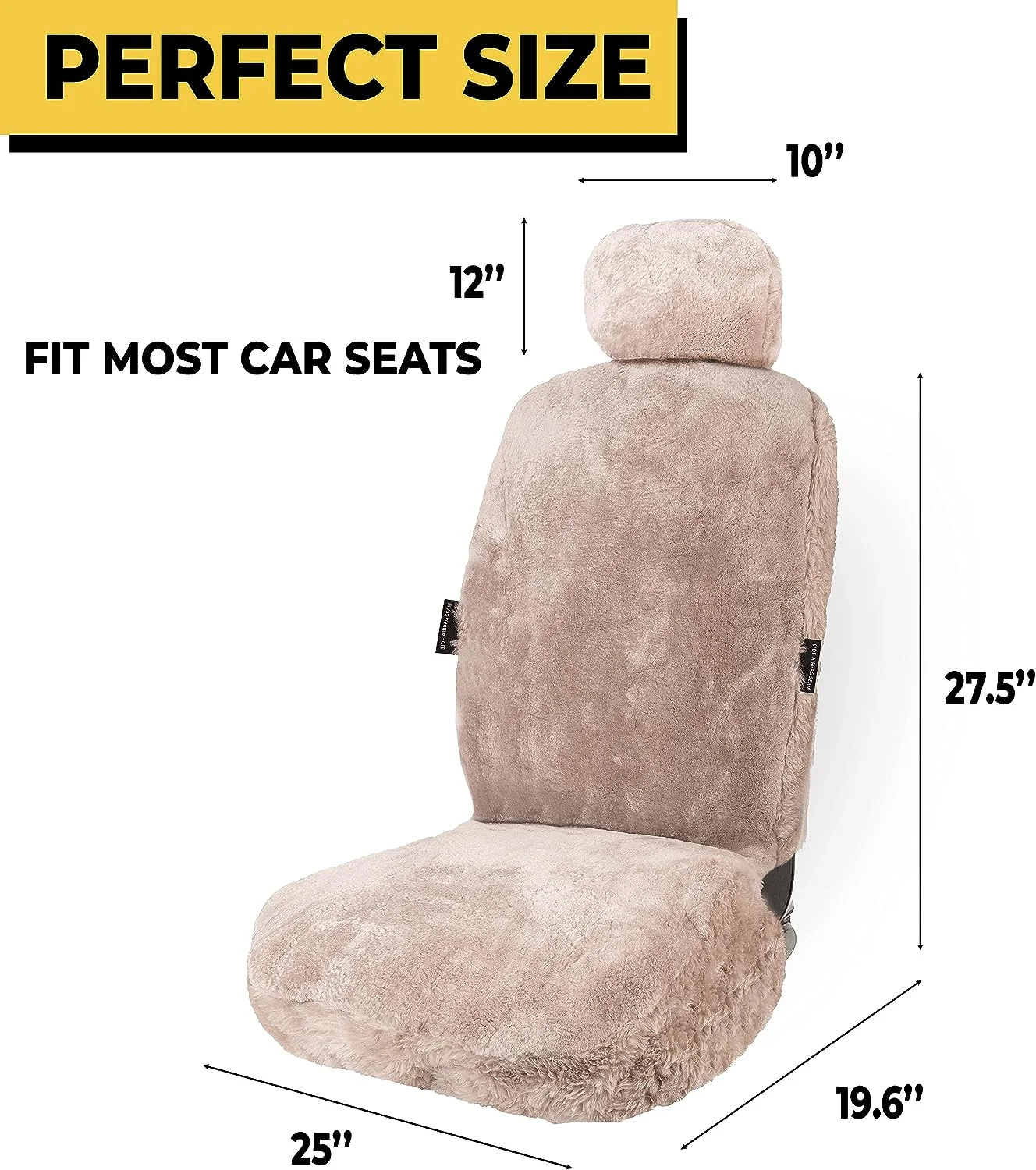 Zone Tech Genuine Sheepskin Ivory Car Seat Cover, Fluffy Luxury Wool Front Seat Covers, Universal Fits Car, Truck, SUV, & Van - Image 32