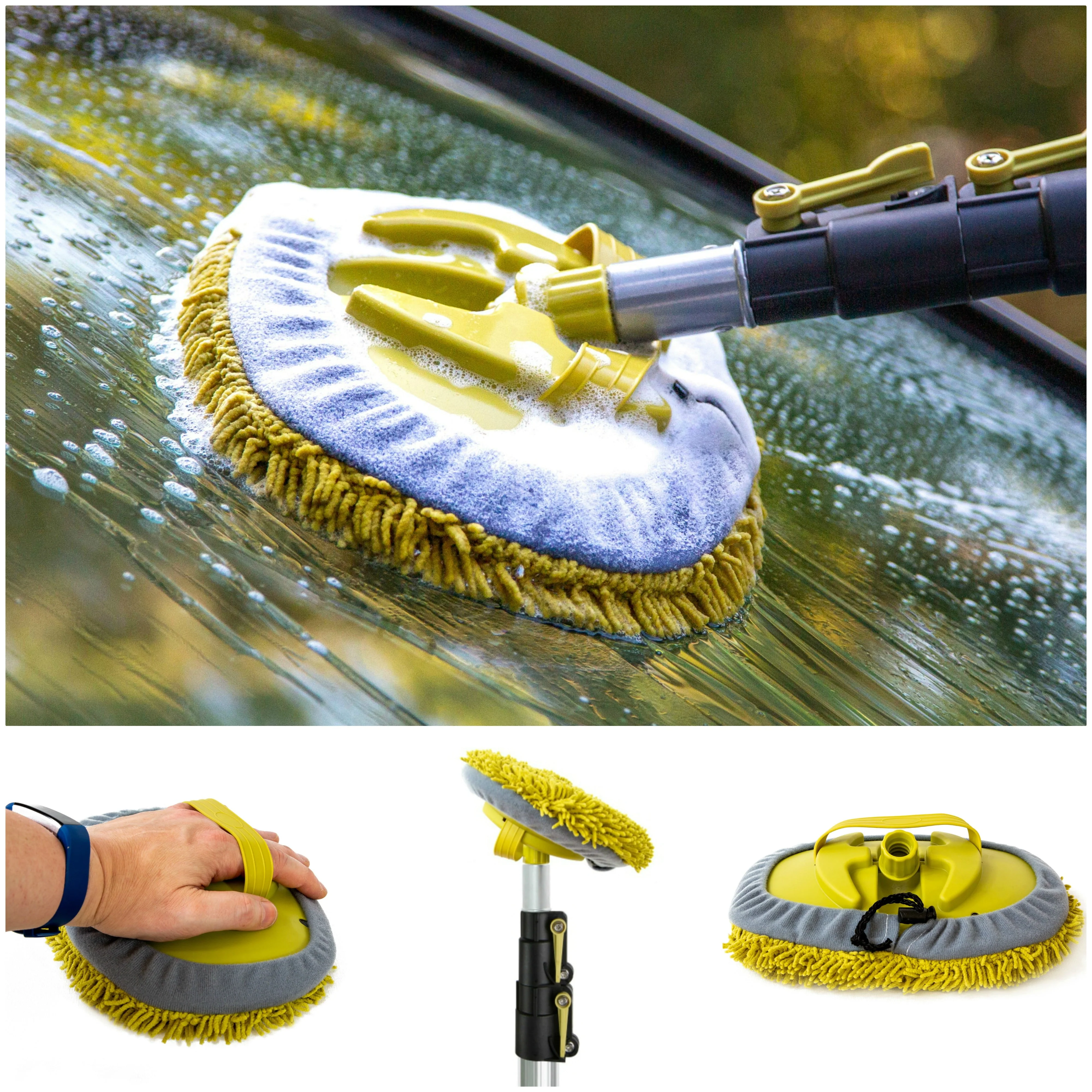 DocaPole Car Cleaning Kit: Car Wash Kit with 5-12�?Extension Pole & Soft  Brush, Car Squeegee, Car Wash Mitt (2X), Microfiber Cleaning Head
