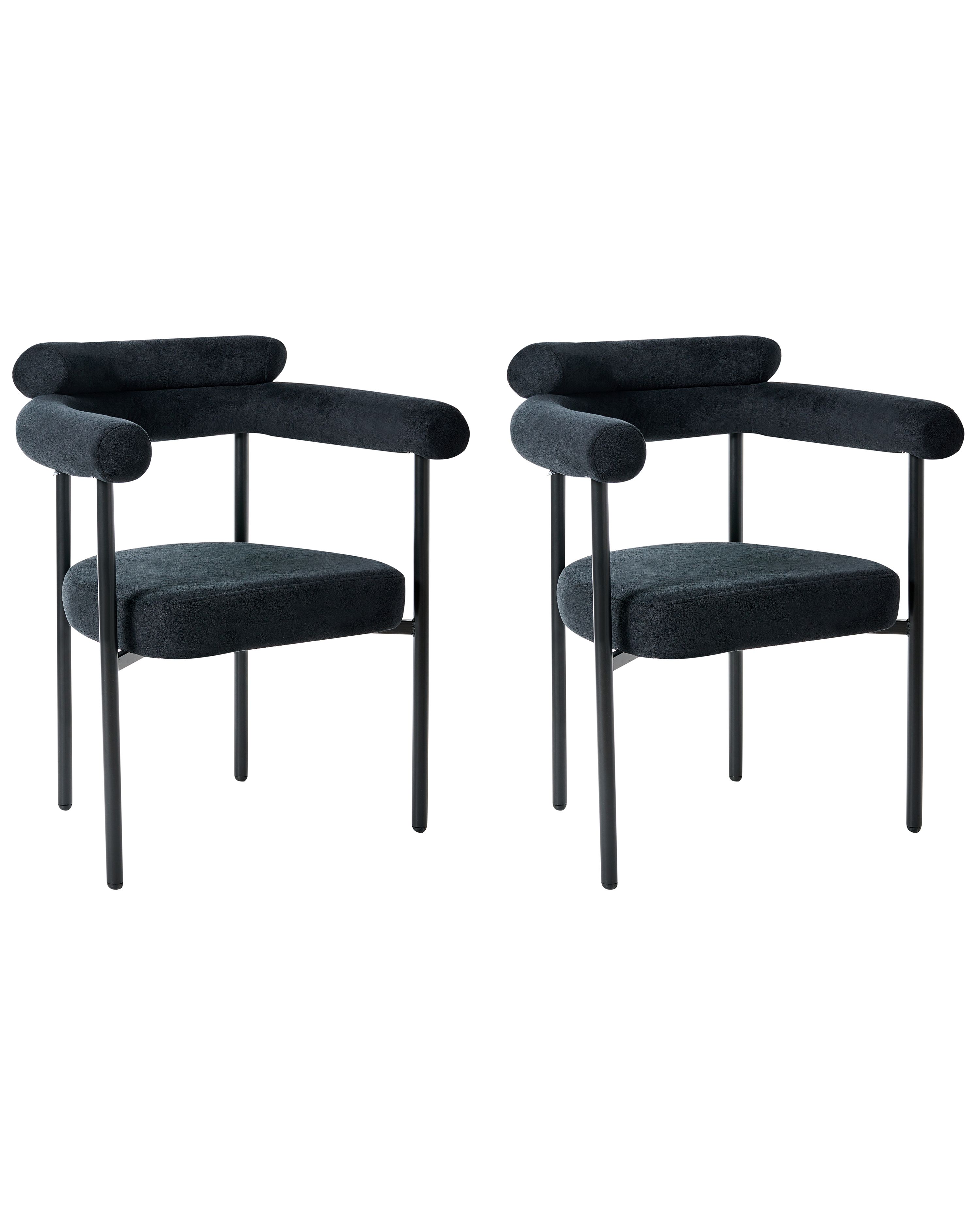 Set of 2 Dining Chairs LYNEY Fabric Black