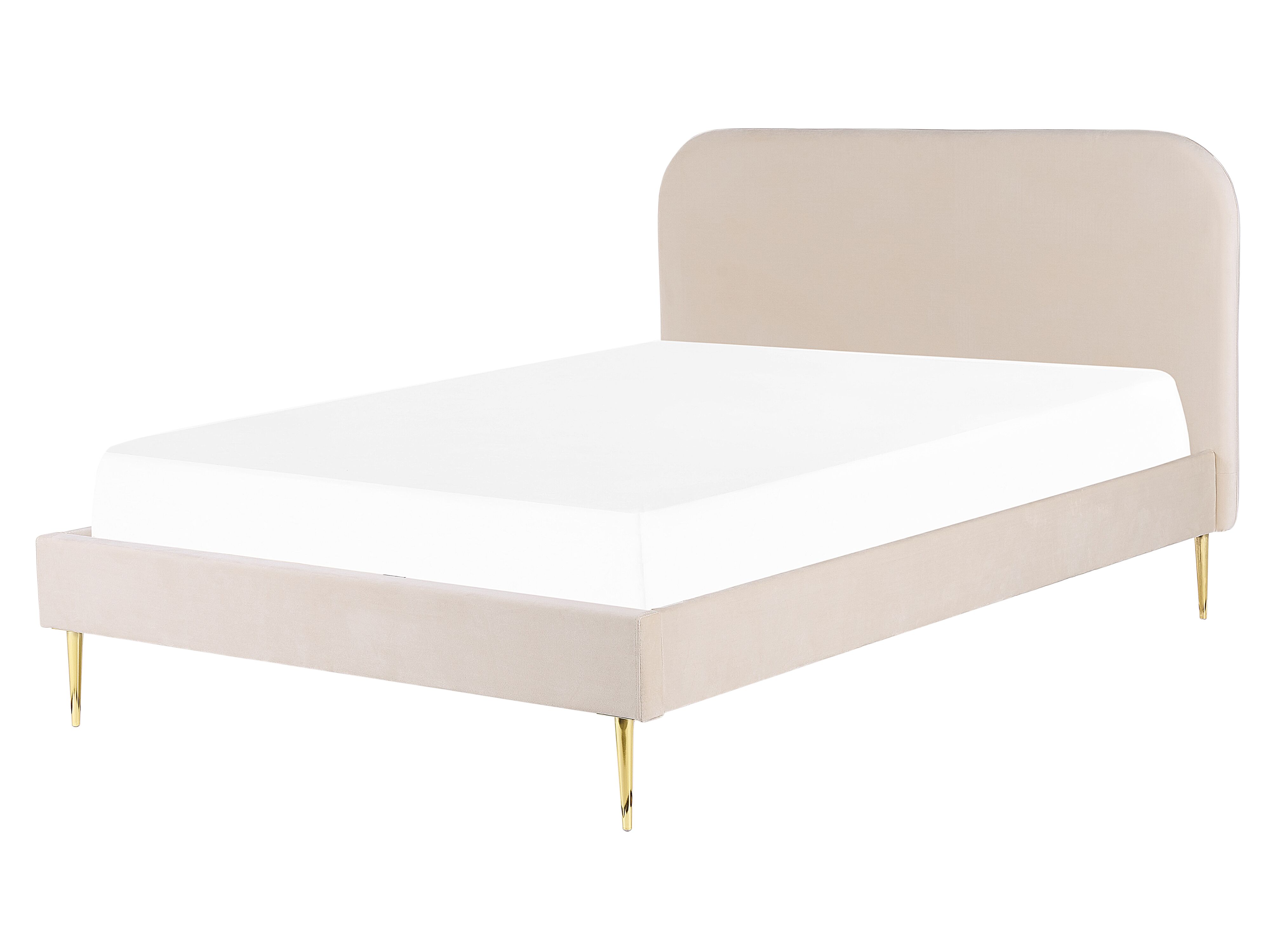 Bed Velvet FLAYAT 160 x 200 cm (EU King Size) Light Beige