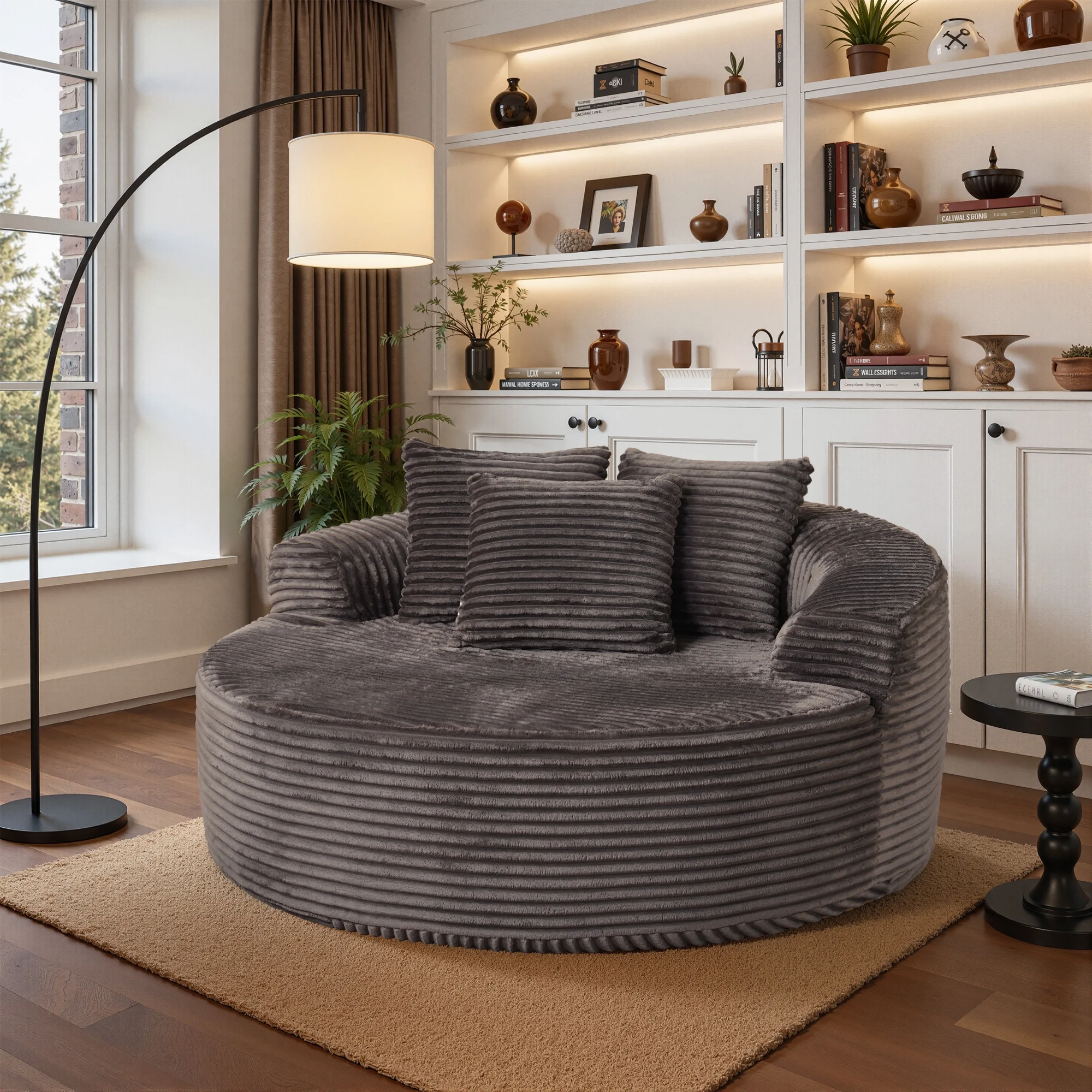 Ovios 58'' Oversized Chaise Lounge Indoor Chair Modern Cloud Floor Sofa Bed Comfy Upholstered Sleeper Couch Deep Seat Accent Reading Chair for Living Room, Bedroom, No Assembly, Black(Plush Corduroy) - Image 17