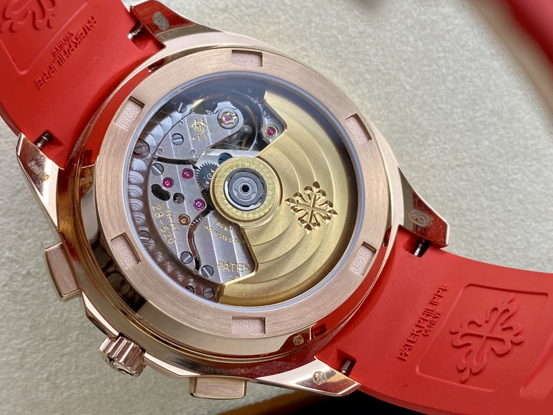 Fake Patek Philippe Replica Watch Aquanaut Luce Rainbow Chronograph Rose Gold Diamond/Gems Mother of Pearl Sapphire 7968/300R-001(1:1 replica) - Top club