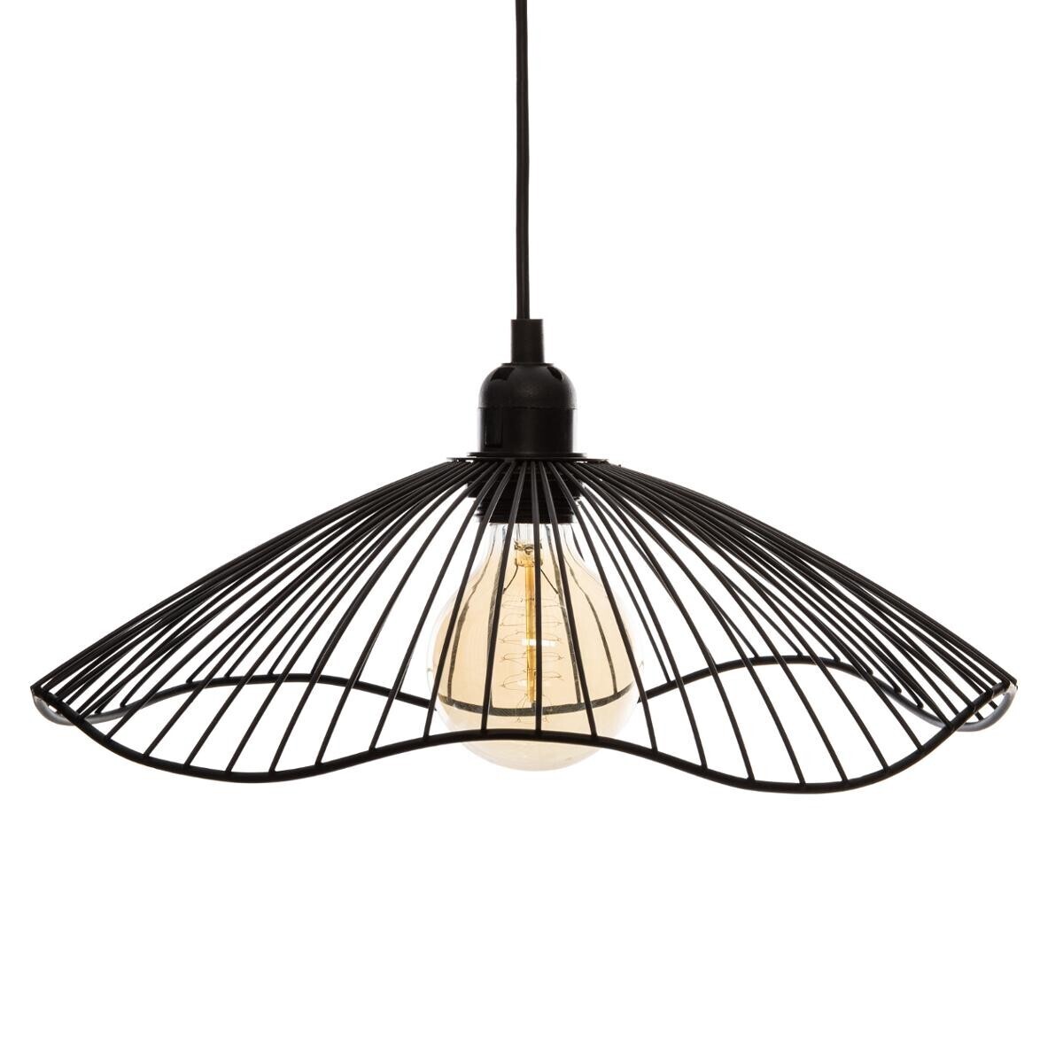 Wire suspension lamp "Galt" Black metal, D.34 cm