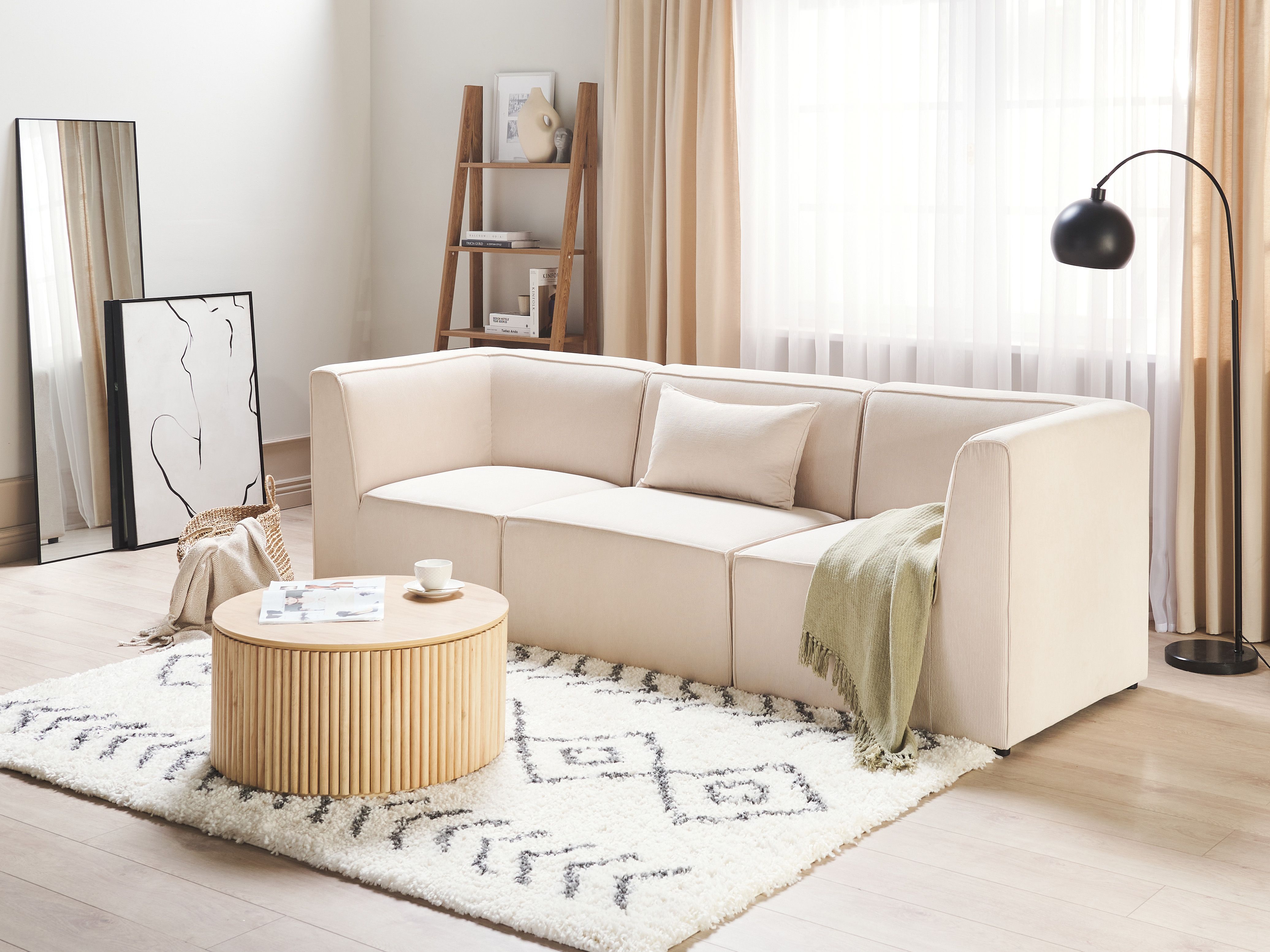 Modular Sofa 3 Seater LEMVIG Corduroy Light Beige