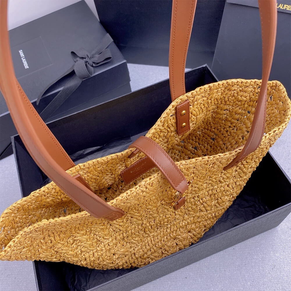 YSL Medium Panier Raffia Bag In Brown1:1High-quality replica