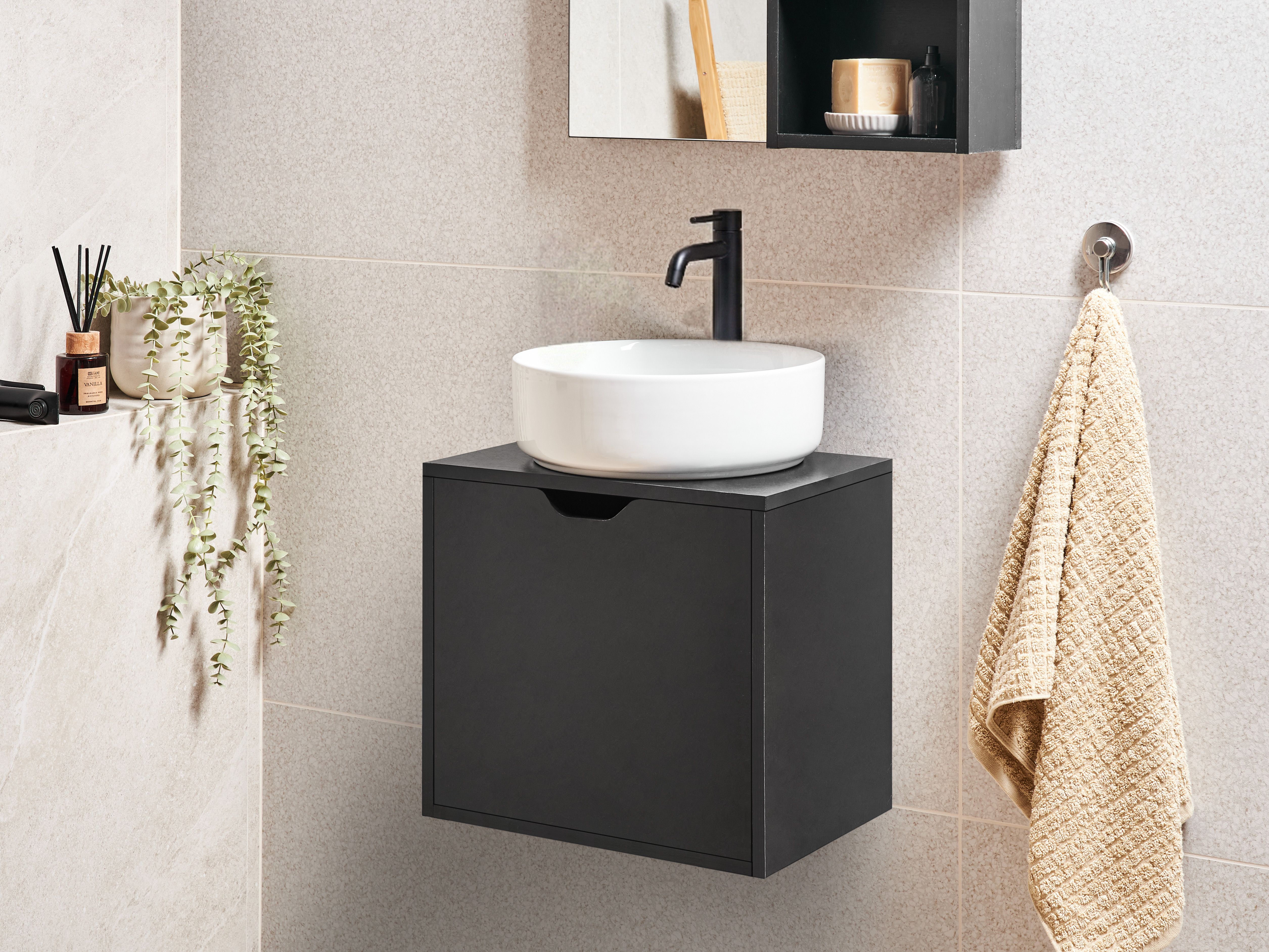 Wall Mounted Vanity Unit SUZANO 45 cm Black