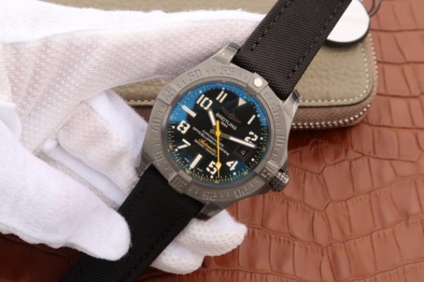 Replica Breitling Avenger II Seawolf PVD GF Black Dial Black Nylon Strap A2824 - Elite Watch Atelier