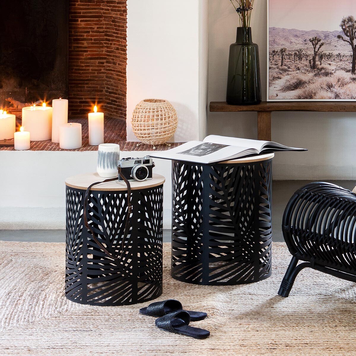 Nesting tables "Akira" Black, D.35 cm/39 cm