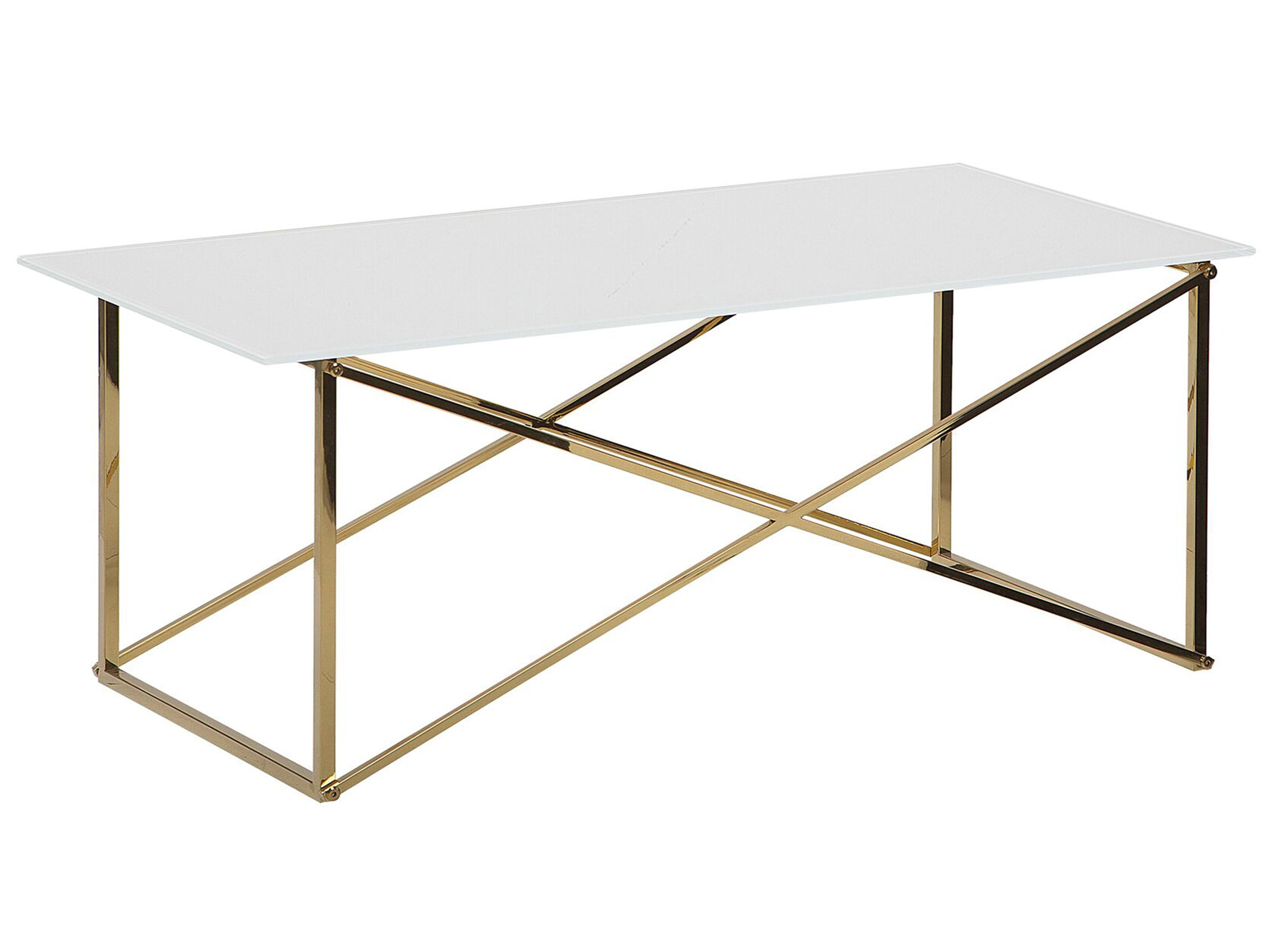 Coffee Table EMPORIA Tempered Glass White/ Gold