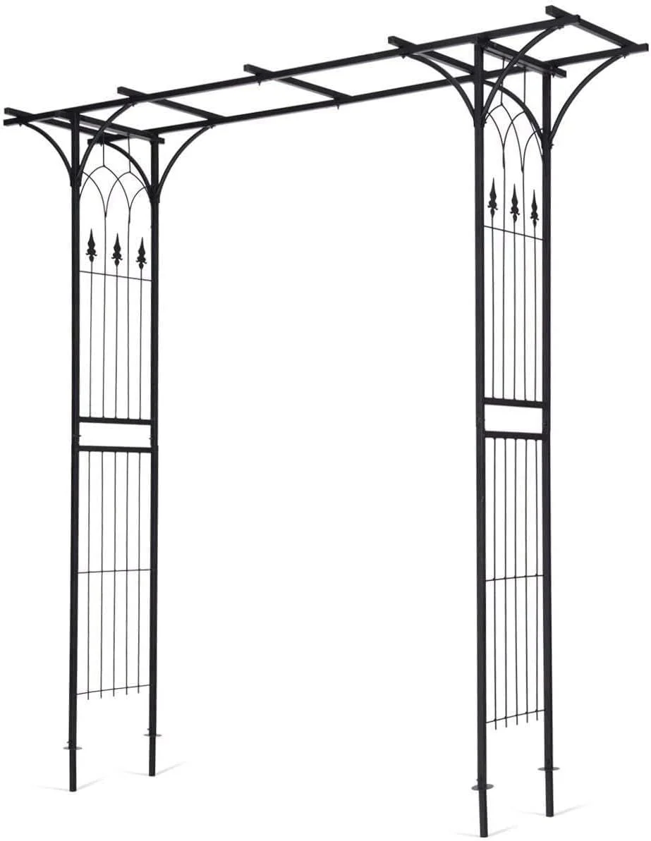 Gymax Outdoor Garden Arch Flowers Climbing Plants Trellis Metal Wedding Archway