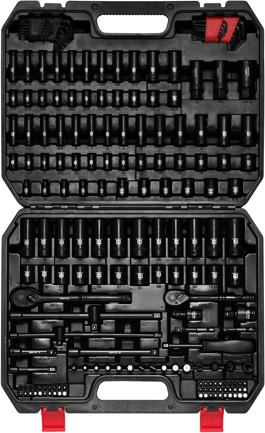 EMENTOL 189-Piece Impact Socket Set, 1/4