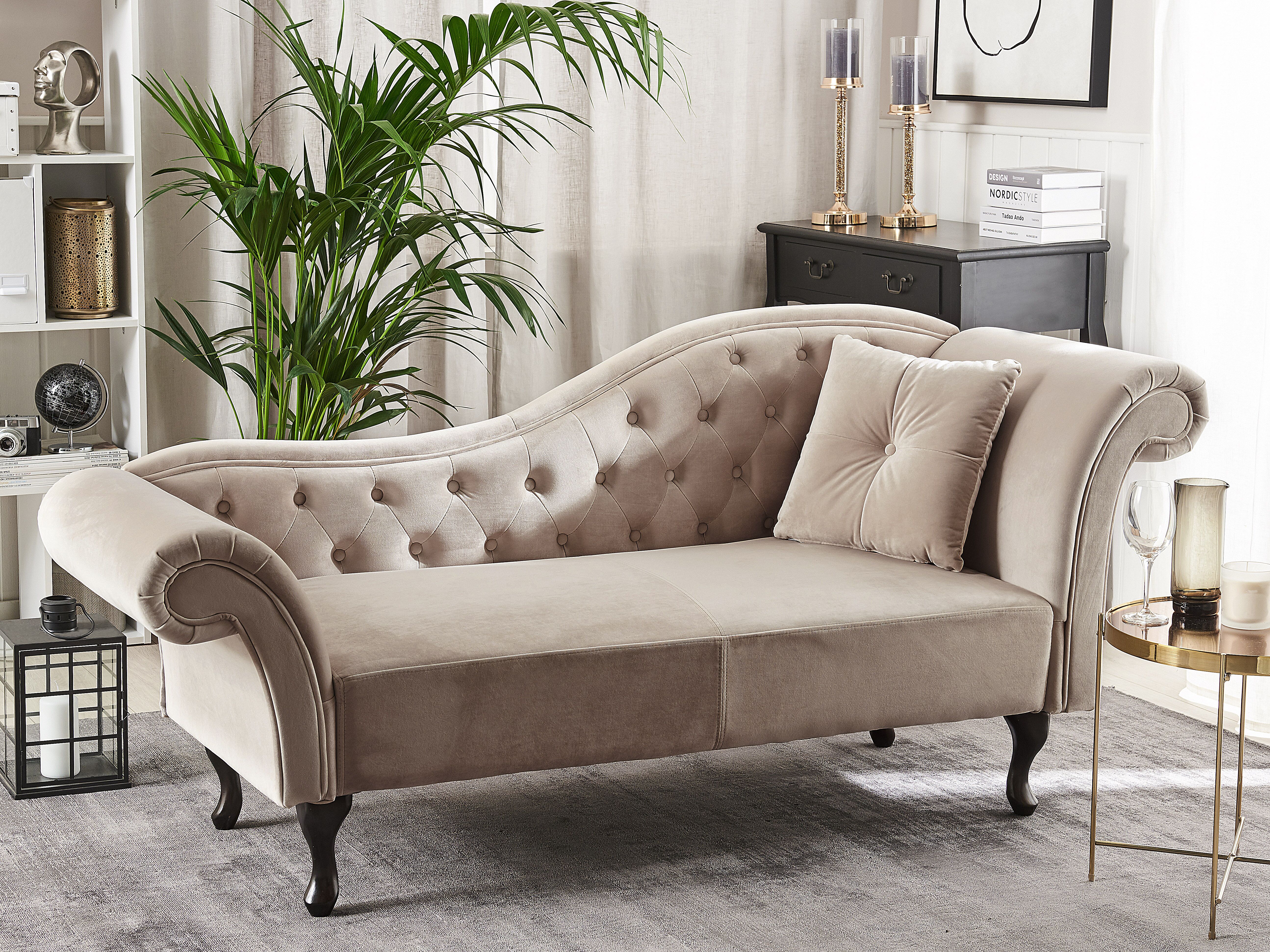 Right-Hand Chaise Lounge LATTES Velvet Beige