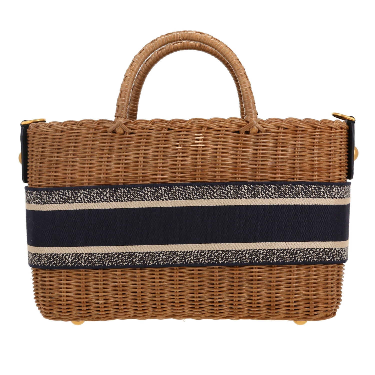 Dior shopping bag in beige wicker and navy blue canvas1:1High-quality replica