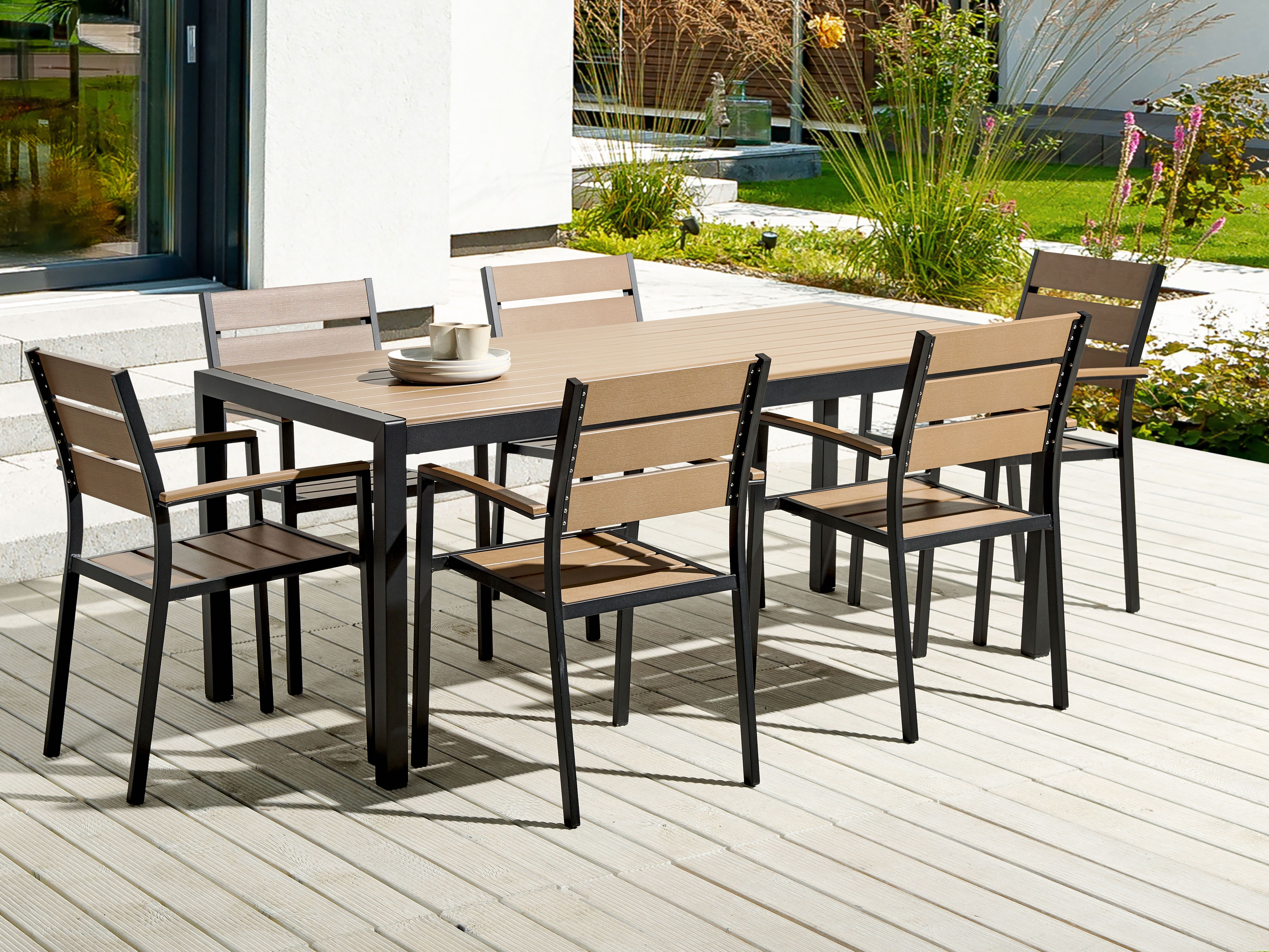 Garden Dining Table VERNIO 180 cm 90 cm Metal Brown/ Black