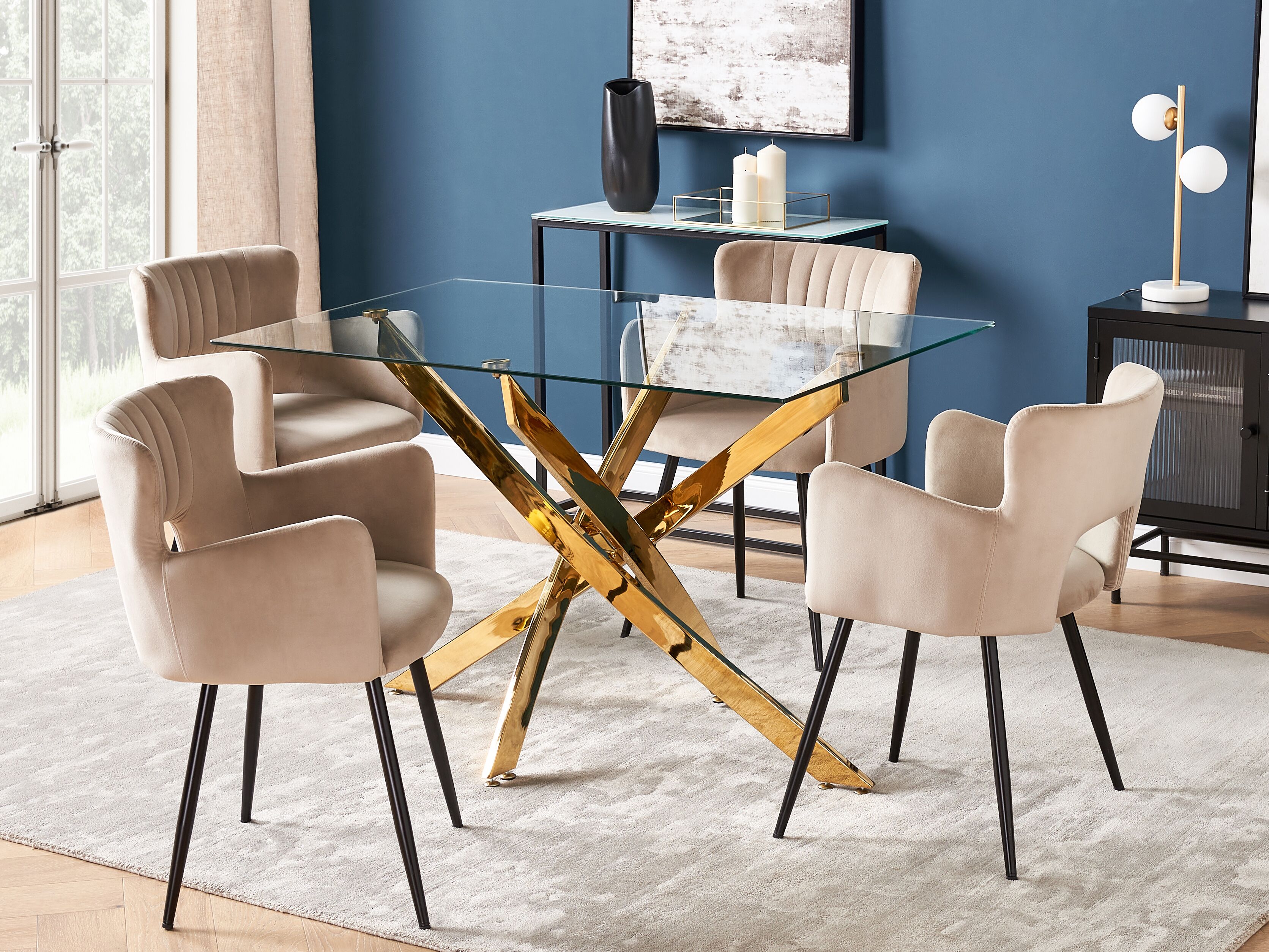 Dining Table MARAMO Gold 120 cm 70 cm Tempered Glass