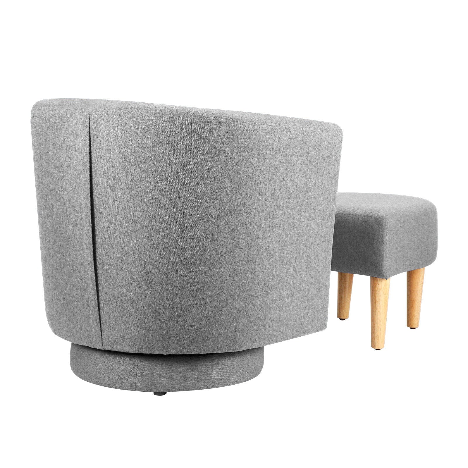 Dazone Swivel Armchair & Ottoman Set, Modern Accent Upholstered Single Sofa Chair With Footstool, 360°Rotating Armchair and Footrest Set, Club Tub Chair for Living Room Bedroom Reading Room,Gray - Image 9