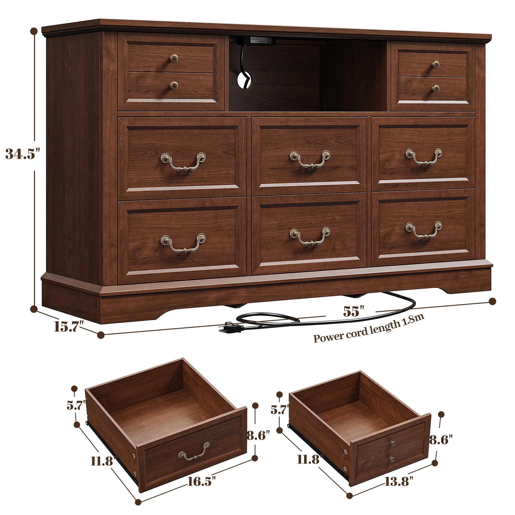 EnHomee Wood Dressers for Bedroom with 9 Drawers White Dresser Chest of Drawers for Living Room - Image 15