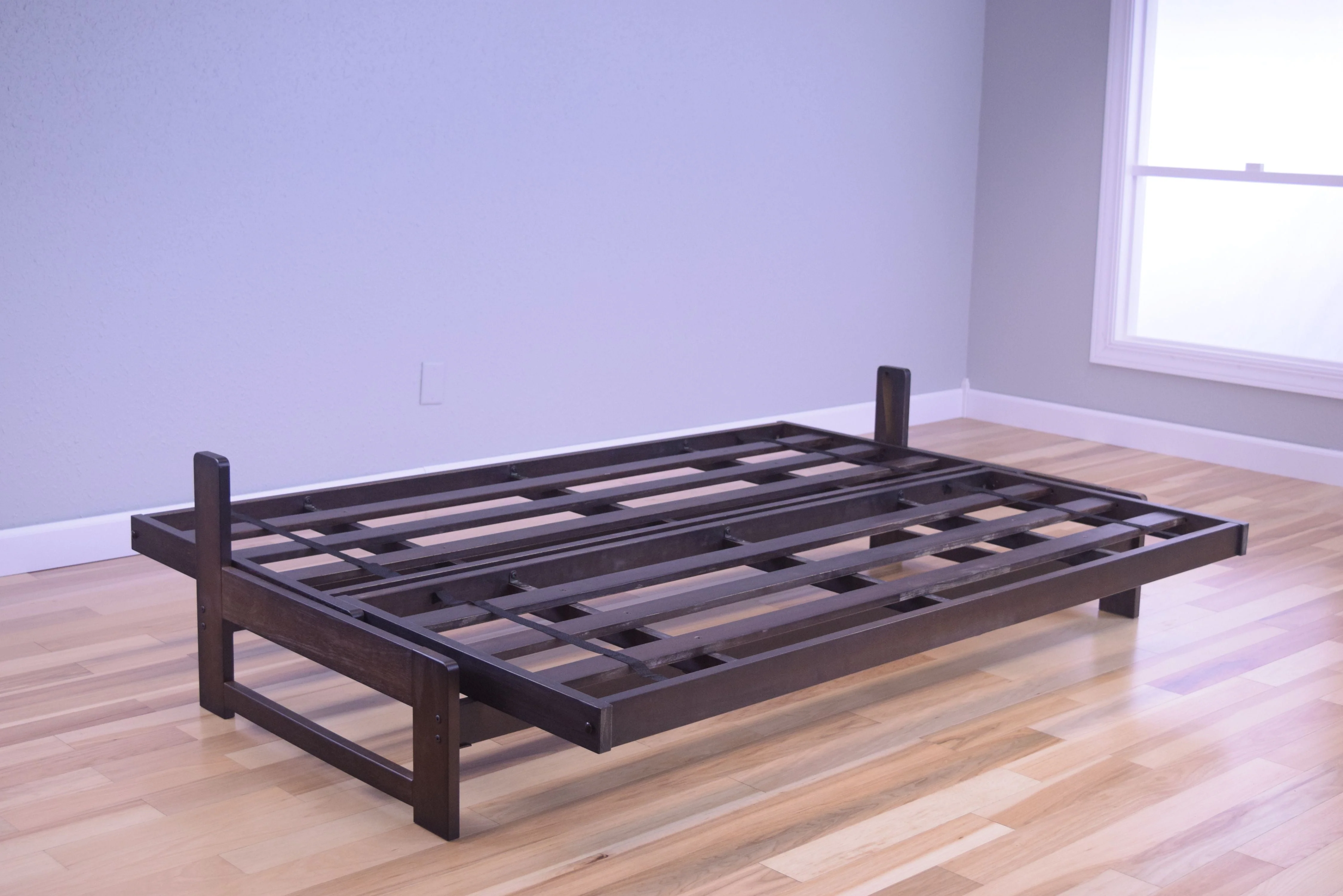 Aspen Futon in Reclaimed Mocha Finish, Multiple Suede Colors