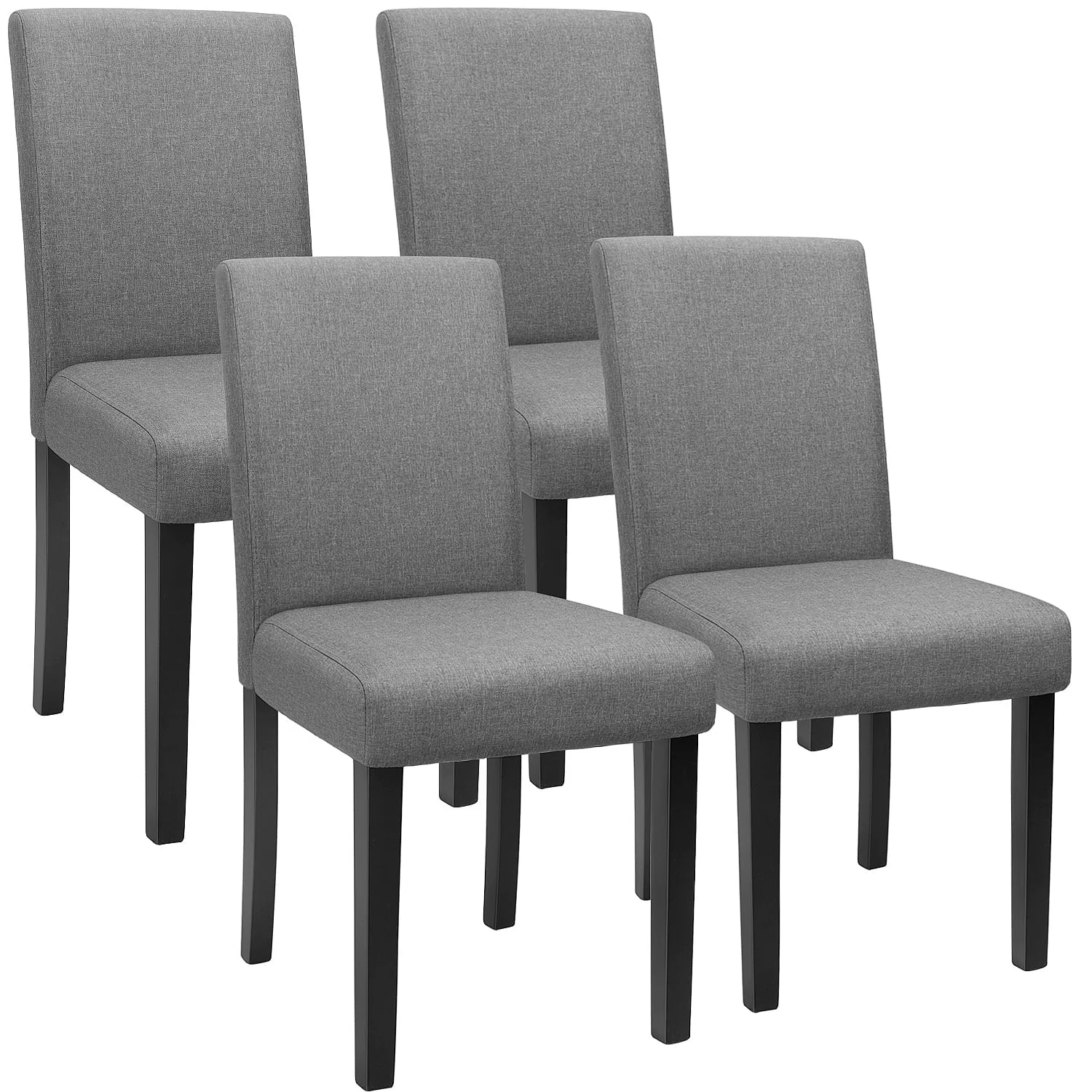 Furmax, Set of 4 Upholstered Dining Chairs with Wooden Legs, Fabric, Gray - Image 3