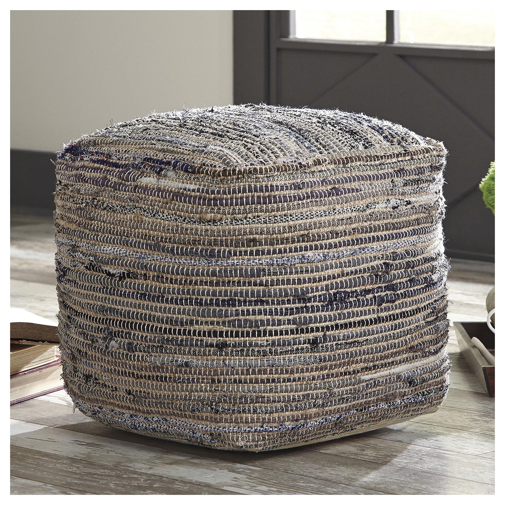 Signature Design by Ashley Contemporary Absalom Pouf  Denim
