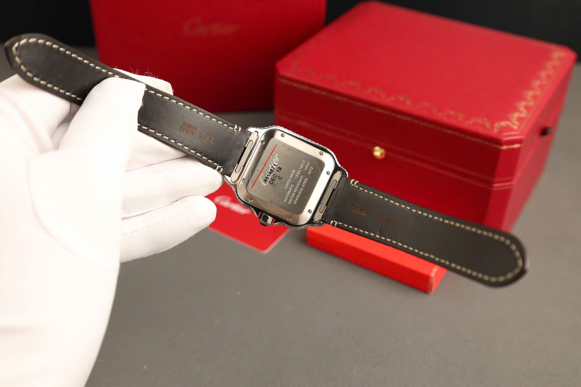 Cartier Santos Brown Dial Copies Watches Custom Diamonds Moissanite BV Factory 39.8mm - Top club