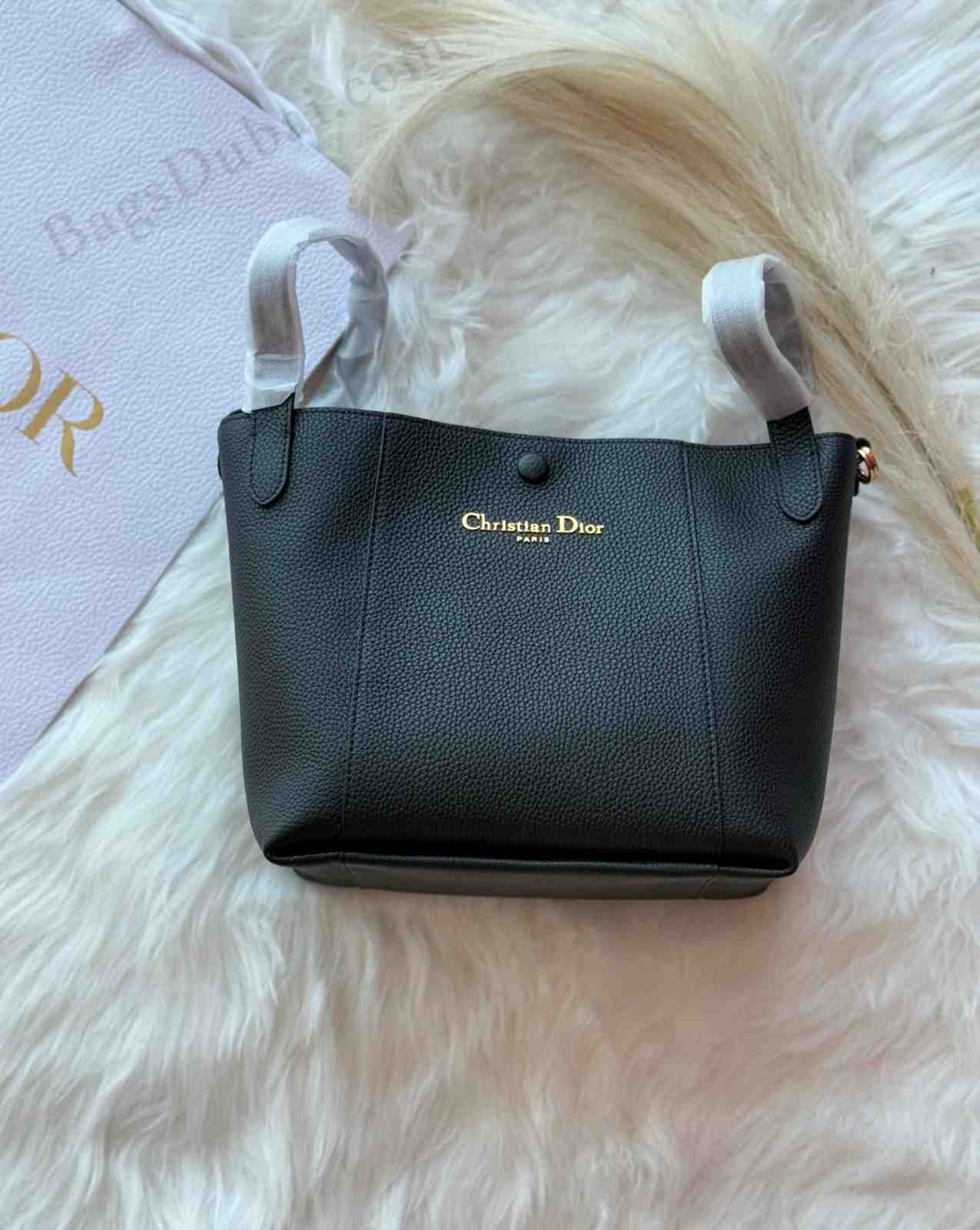 Dior Latte Grained Calfskin Signature Bucket Bag In Dubai