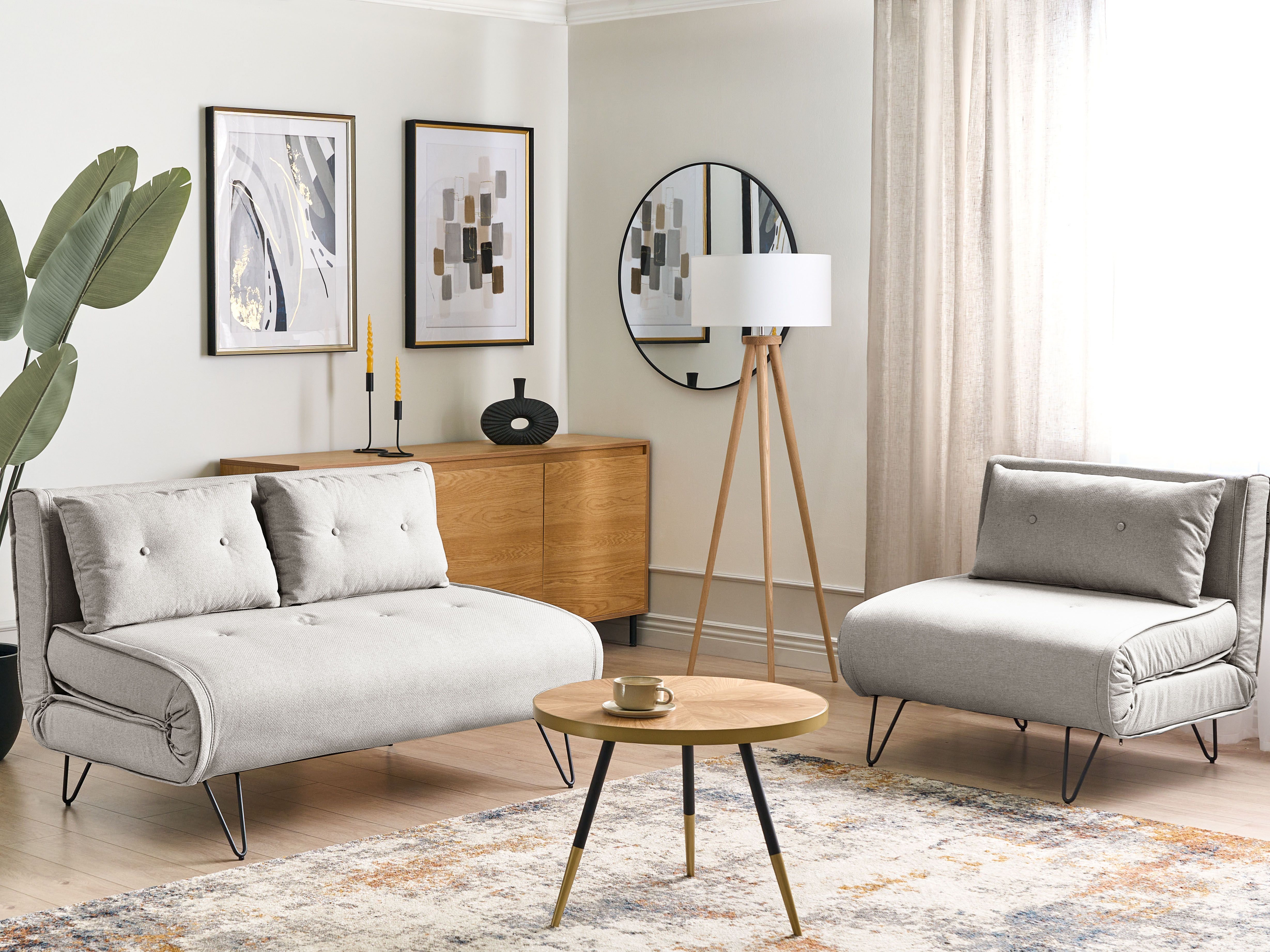 Living Room Set 3 Seater VESTFOLD Fabric Light Grey