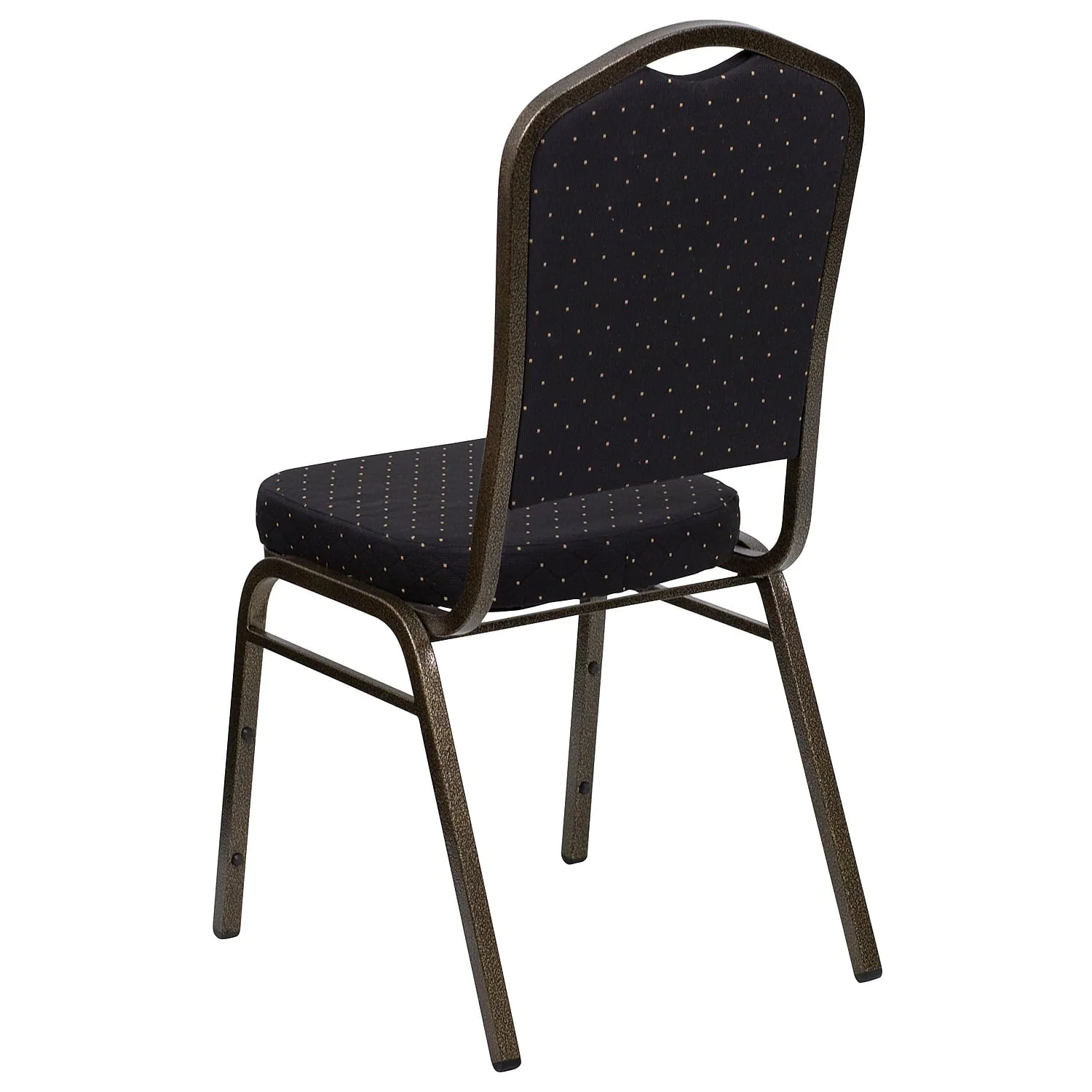Flash Furniture 4 Pack HERCULES Series Crown Back Stacking Banquet Chair in Black Patterned Fabric - Gold Vein Frame - Image 7