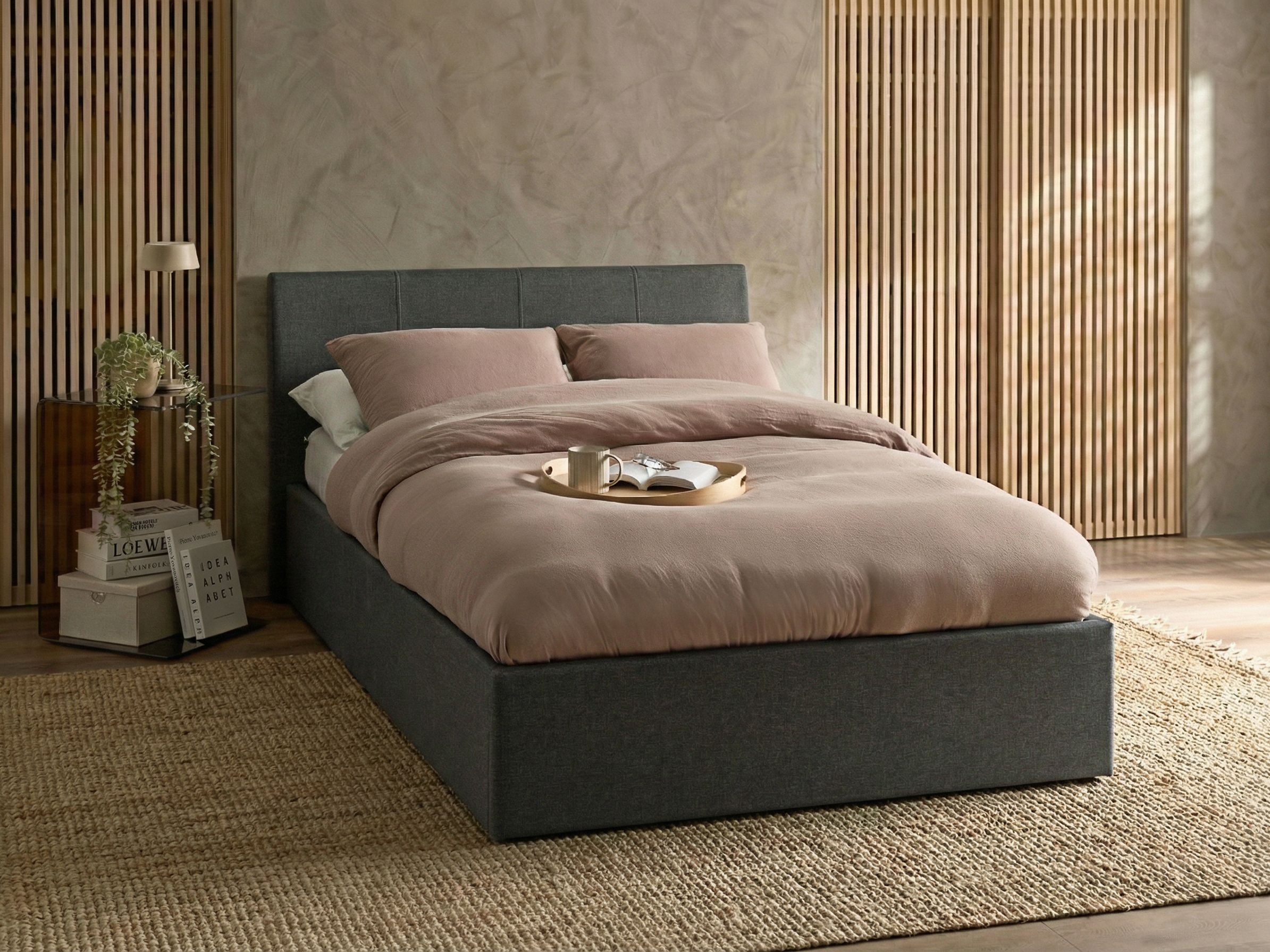 Ottoman Bed Fabric ORBEY 120 x 200 cm (EU Small Double) Grey