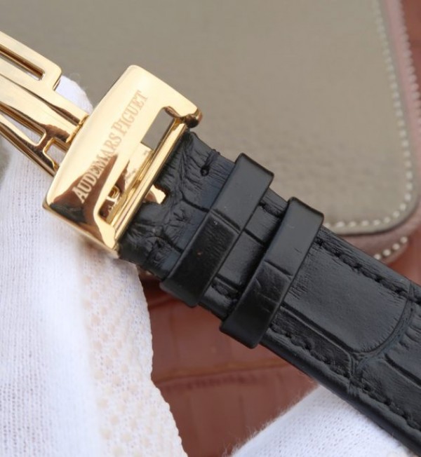 Replica Audemars Piguet JF Royal Oak 41mm 26574 YG Black Dial Leather Strap A5134 - Top club