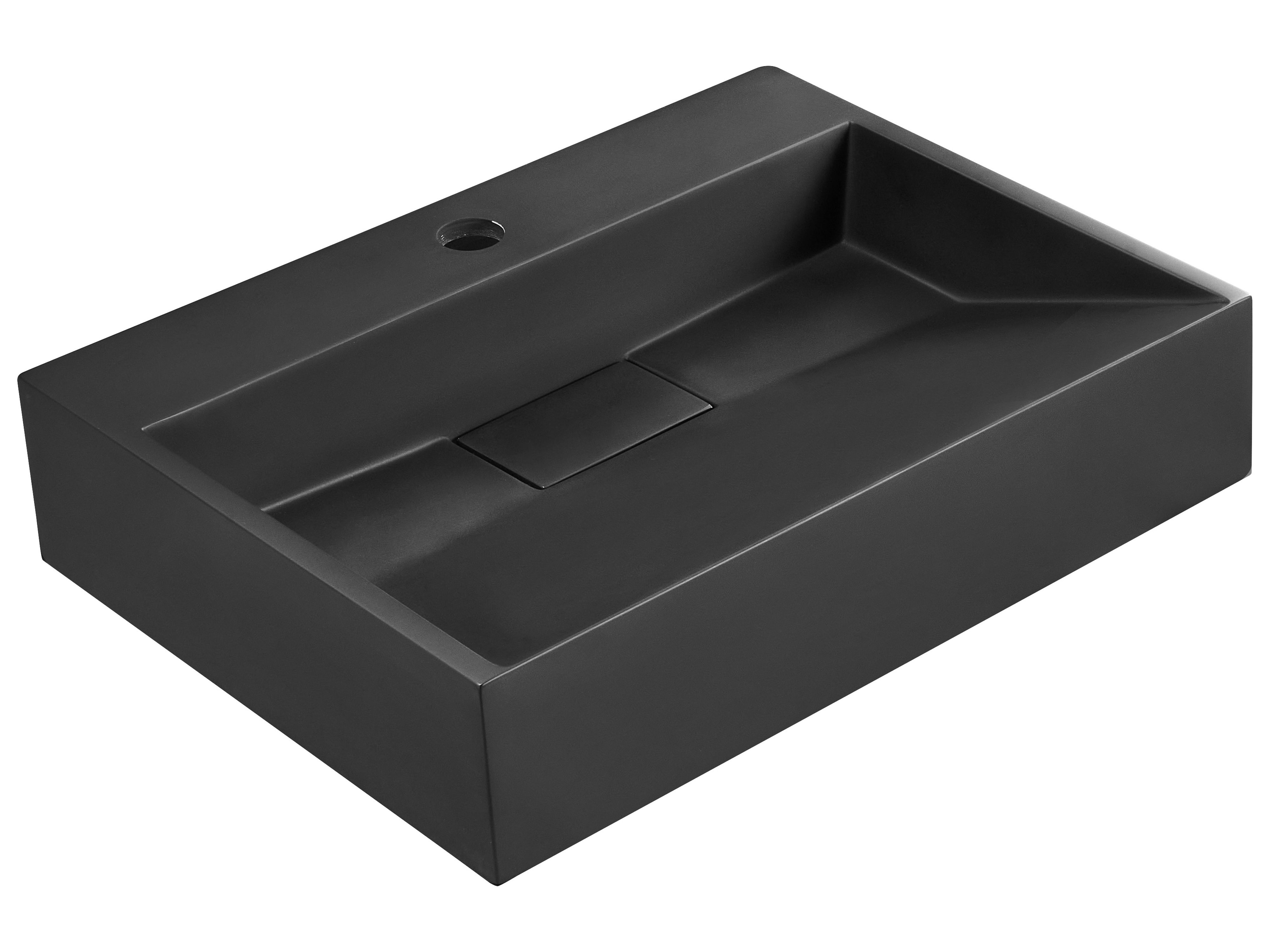 Wall Hung Basin QUENKO 500 x 380 mm Mineral Cast Black