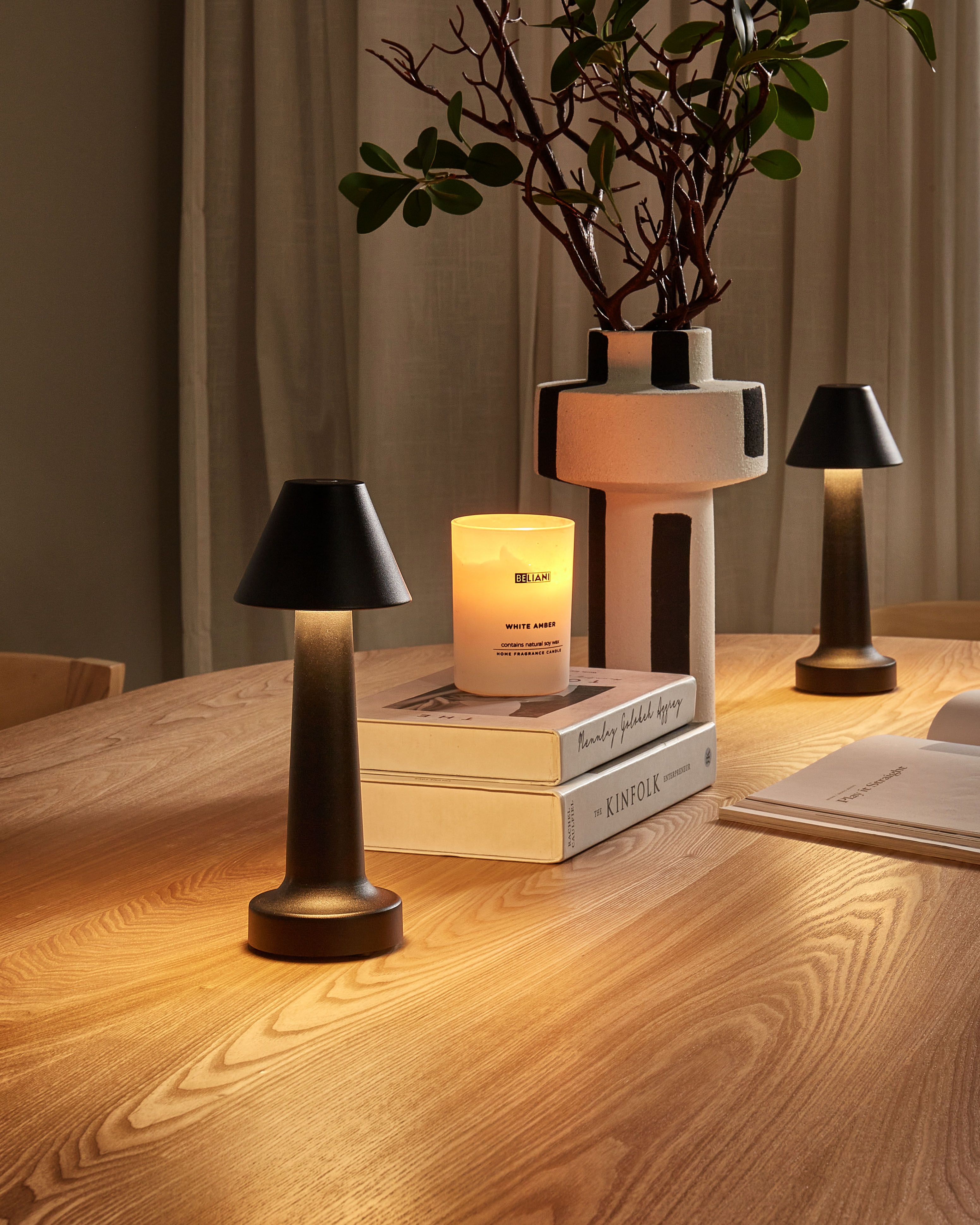 Set of 2 Wireless LED Table Lamp JOANES with Dimmer Metal Black