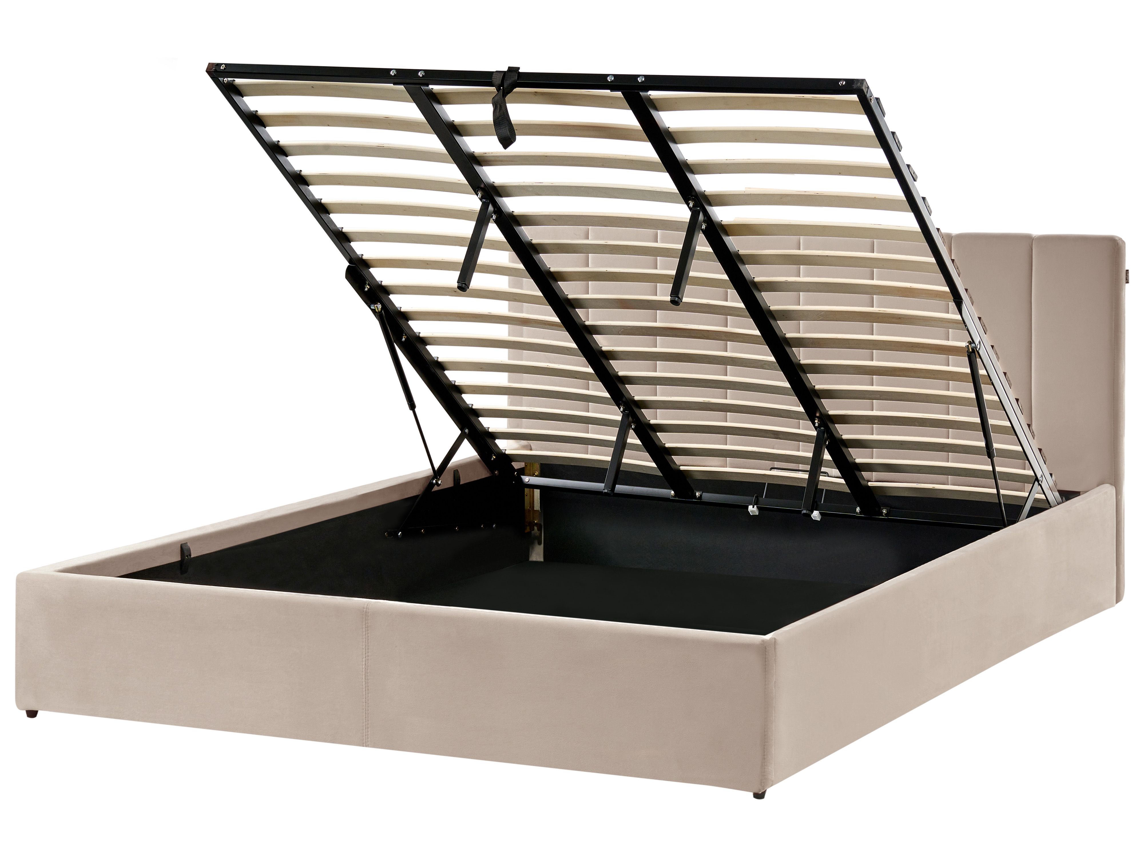 Ottoman Bed Velvet DREUX 180 x 200 cm (EU Super King) Taupe