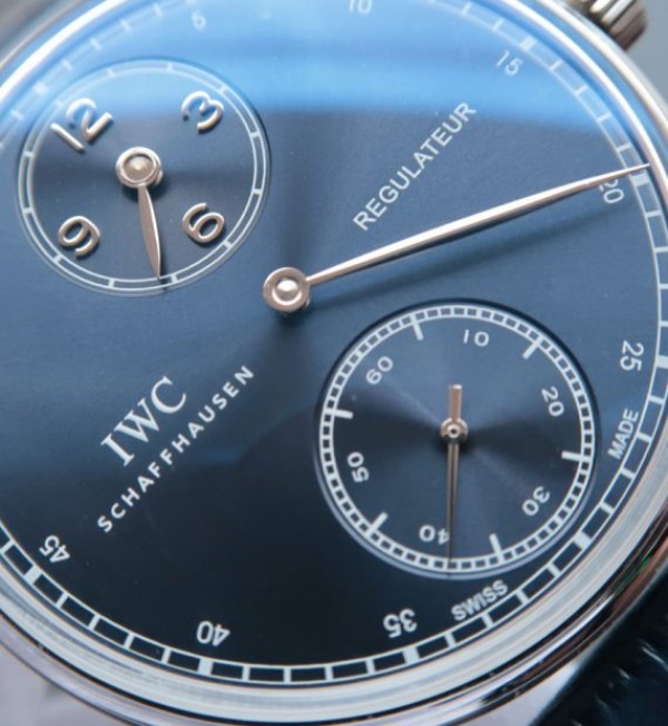 Replica IWC YLF Portuguese Regulateur Blue Dial Leather Strap A6498 - Top club