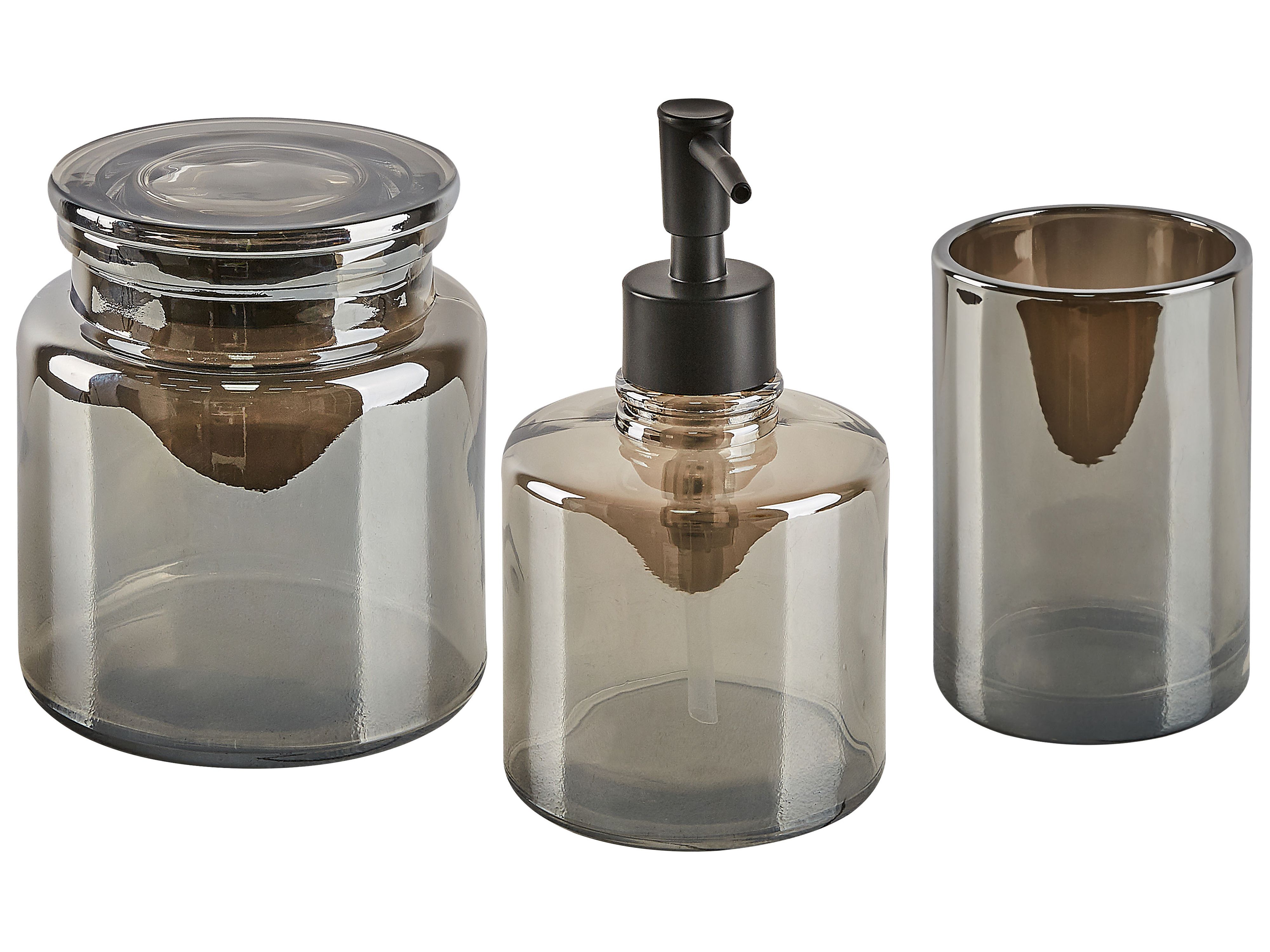 3-Piece Bathroom Accessories Set MANAGUA Glass Grey