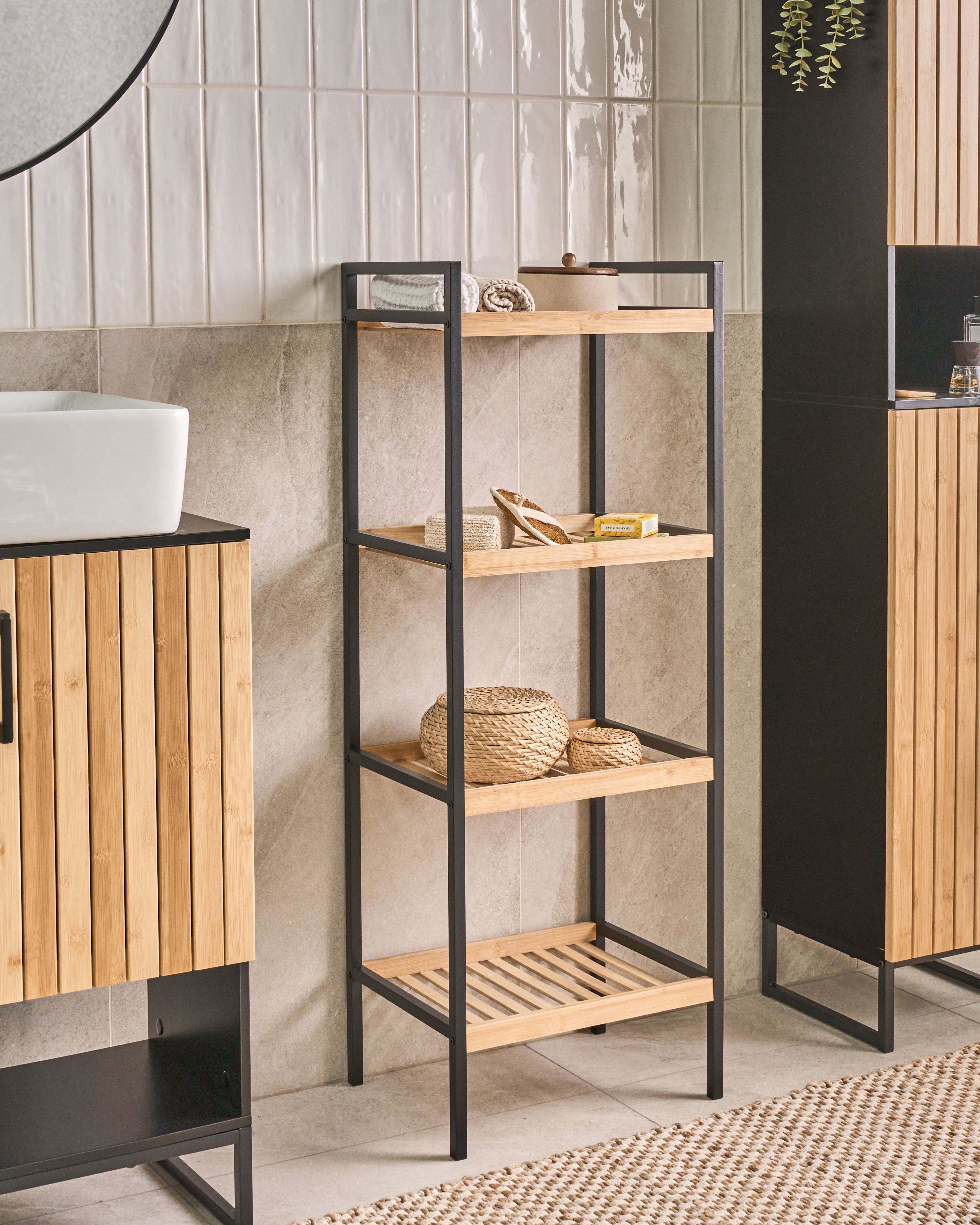 4 Tier Shelving Unit TAJZARA Bamboo Light Brown