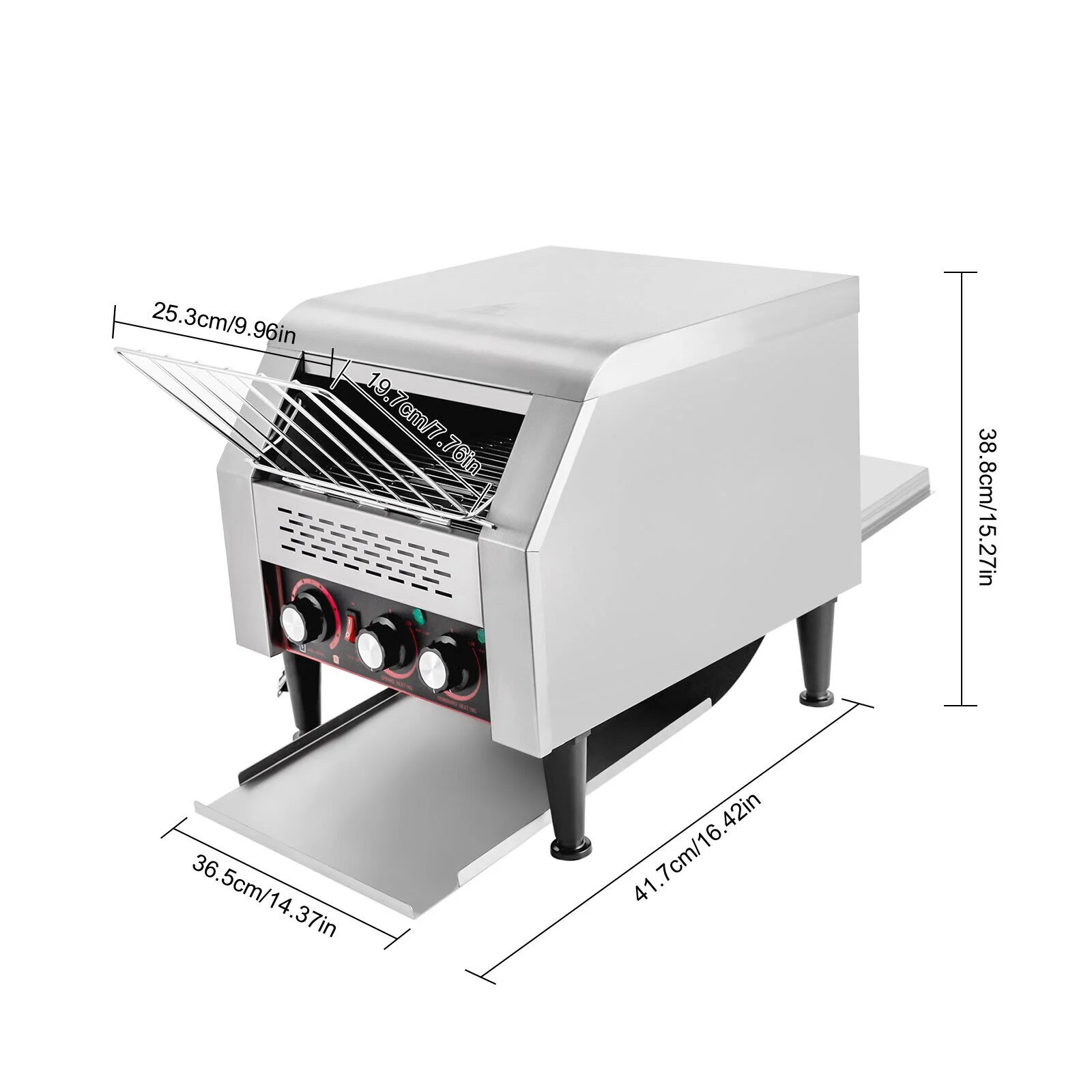 Miumaeov Conveyor Toaster 300 Slices/Hour Heavy Duty Commercial Conveyor Toaster 2200W Stainless Steel Toaster Oven for Restaurant & Home Use