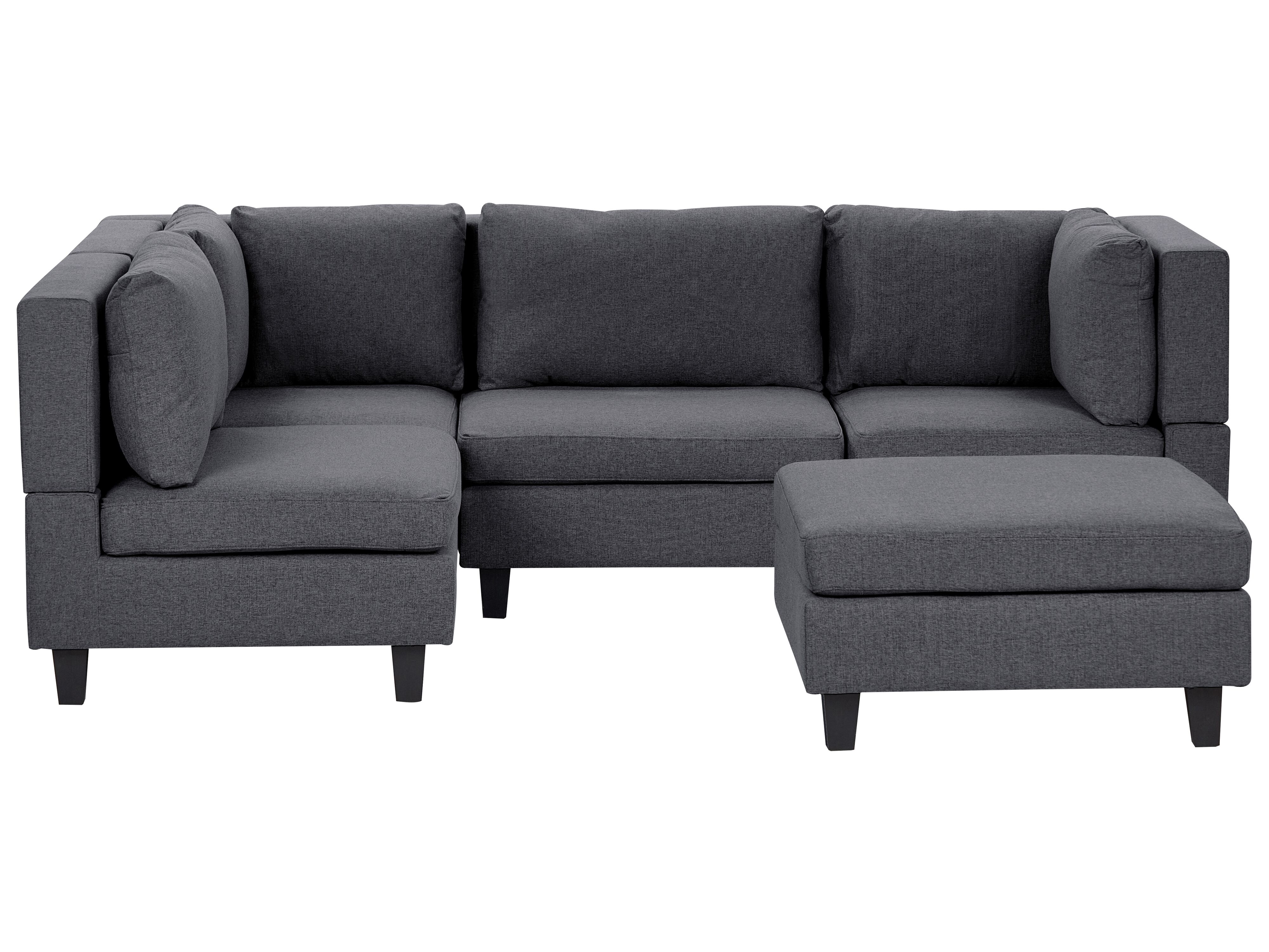 Modular Corner Sofa 4 Seater UNSTAD Fabric Dark Grey with Ottoman Right Hand