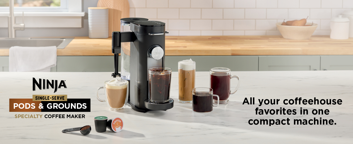 Machine à café Ninja à portion individuelle. Tous vos cafés préférés dans une machine compacte.