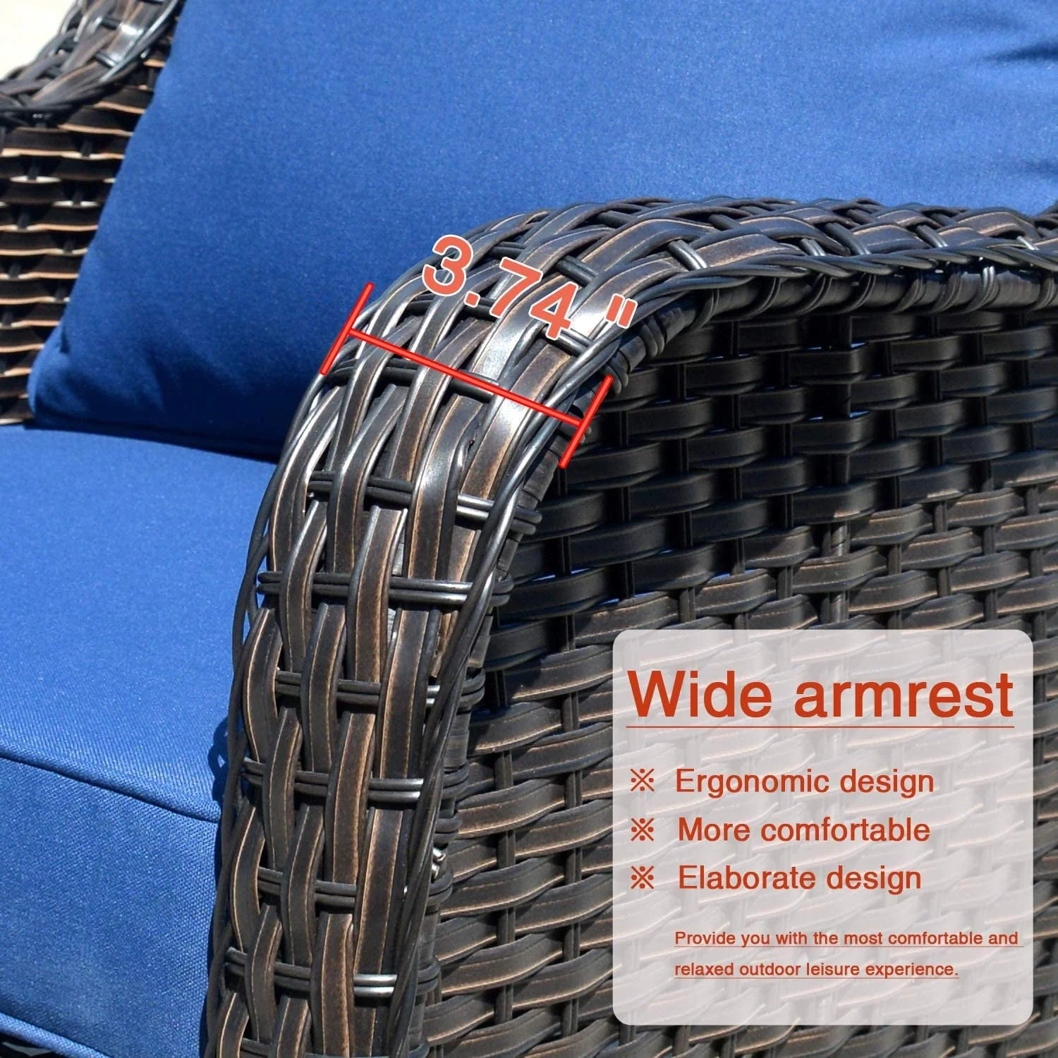 Ovios Outdoor Patio Single Chairs on sale 2 Pieces, Wicker Patio Single Chairs Set, PE Rattan Patio Chairs with Fabric Cushions for Backyard - Image 6