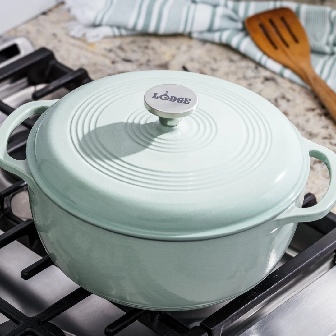 Lodge Cast Iron 6 Quart Enameled Dutch Oven, Indigo - Image 13