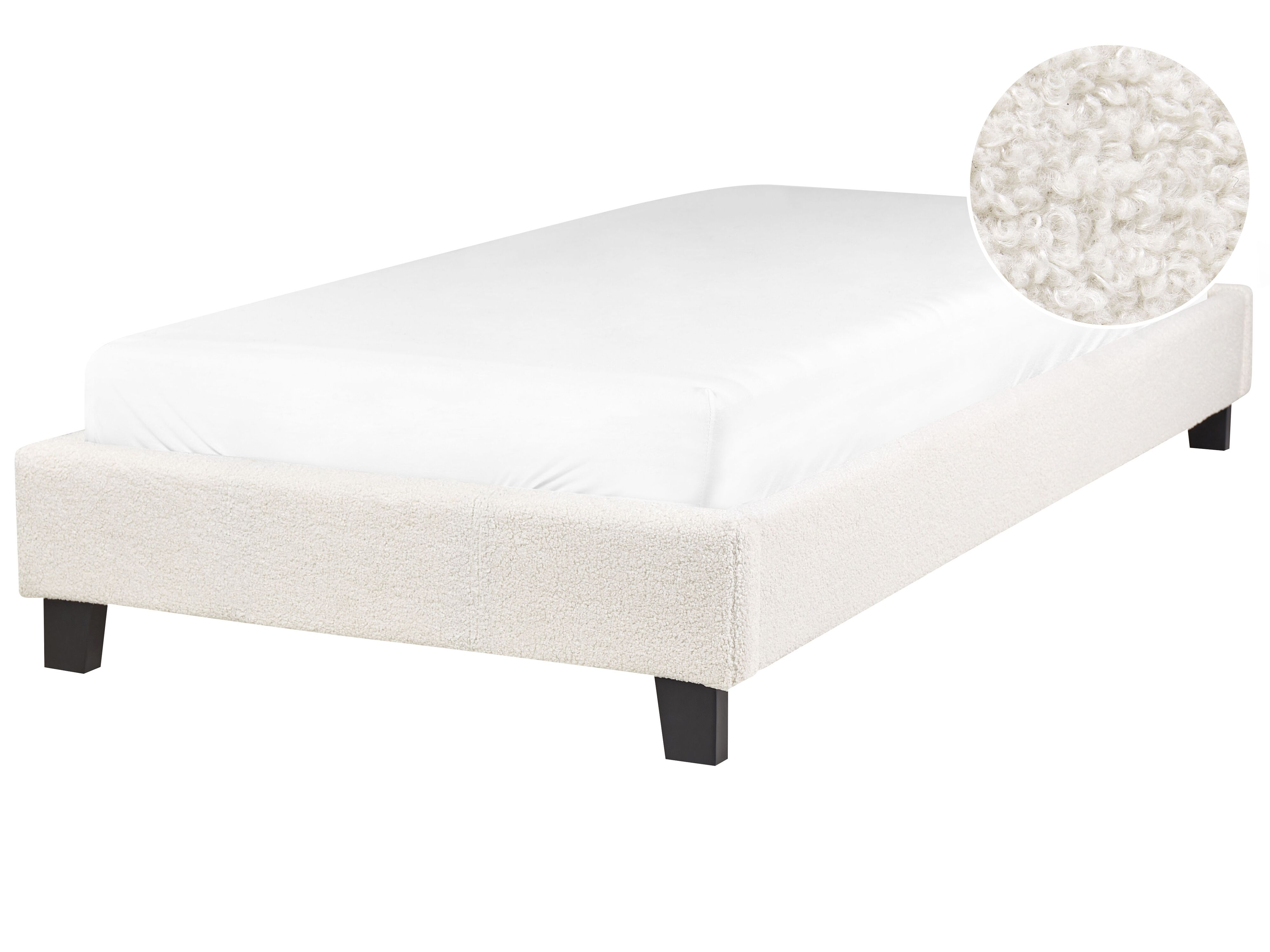 Bed without Headboard Boucle ROANNE 90 x 200 cm (EU Single) Light Beige