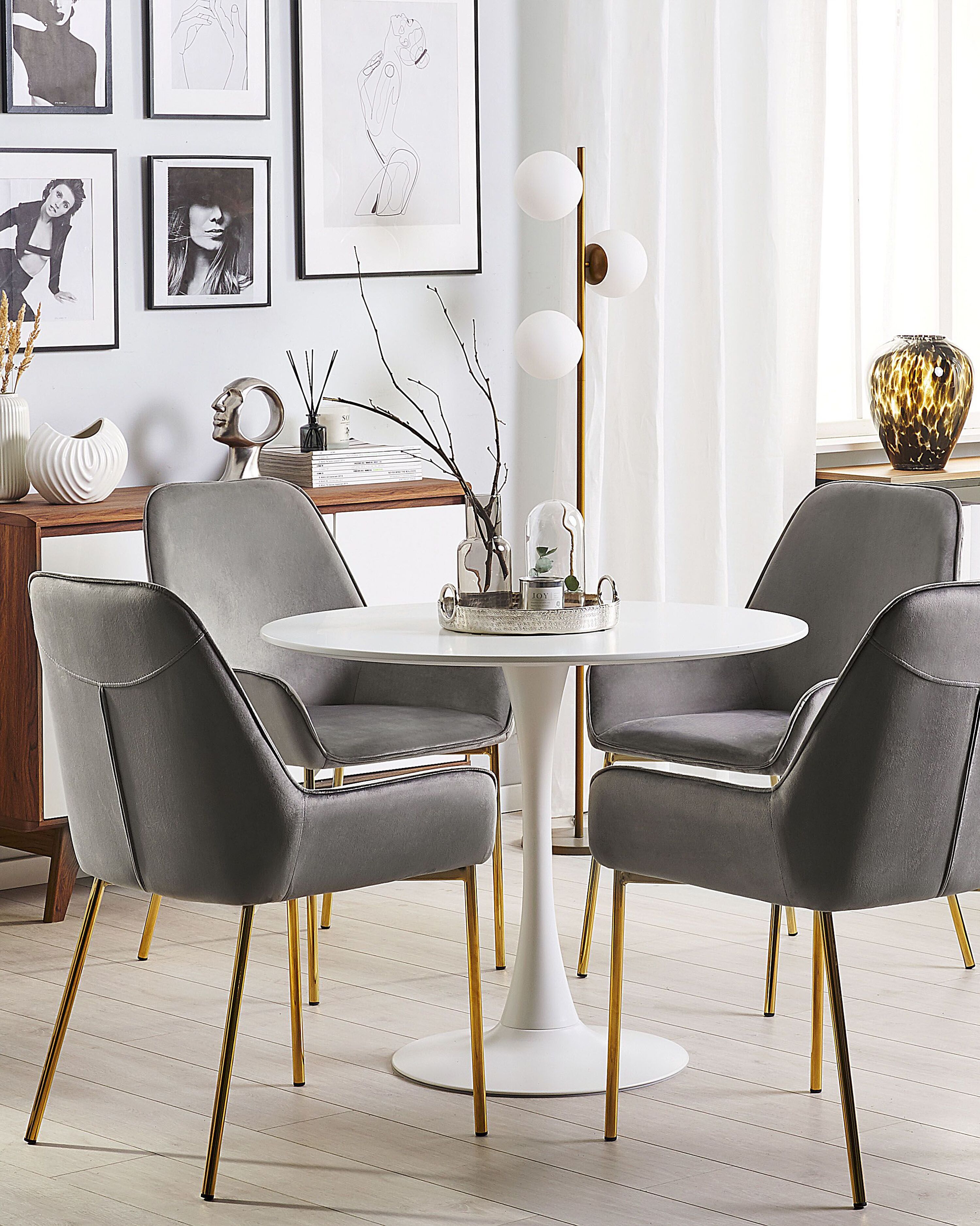 Set of 2 Dining Chairs LOVERNA Velvet Grey