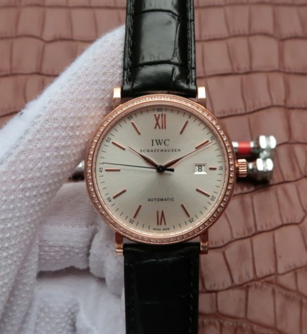 Replica IWC MK Portofino IW356515 RG Silver Dial Diamonds Bezel - Top club