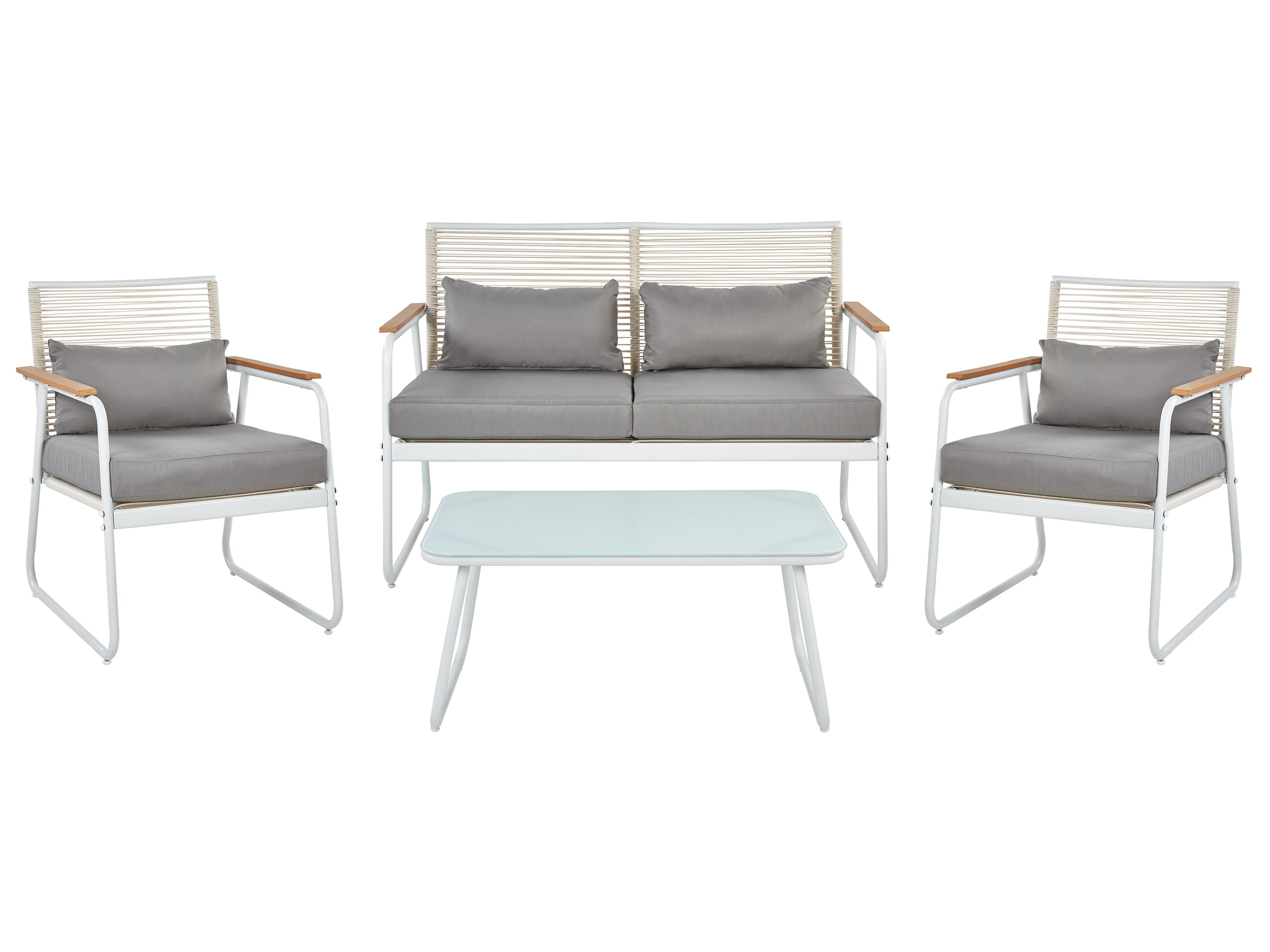 Garden Lounge Set with Table 4 Seater POMONTE Metal White