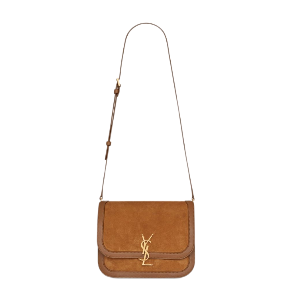 Saint Laurent YSL Brown Solferino Medium Suede Shoulder Bag