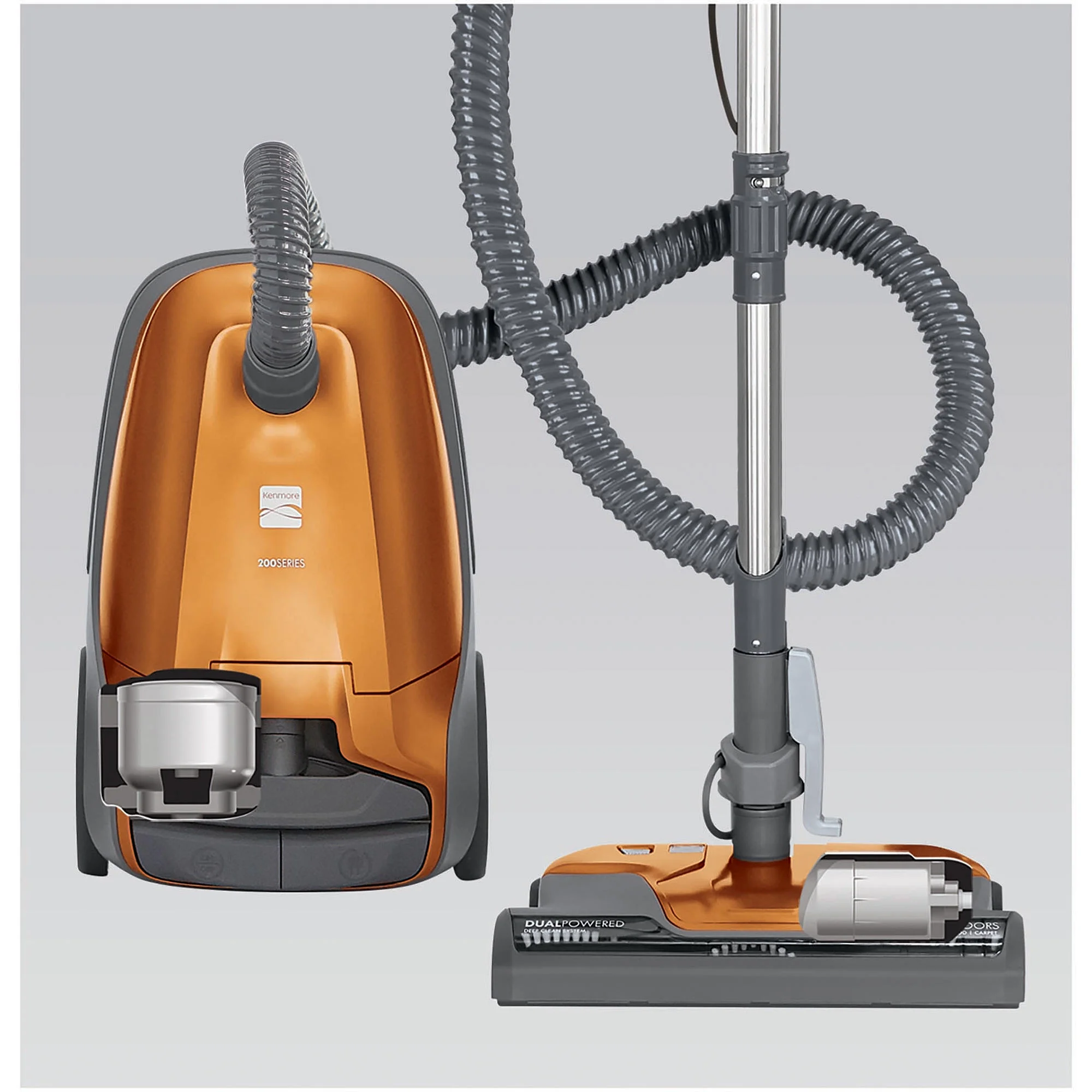 Kenmore 81214 200 Series Pet Friendly Lightweight Bagged Canister Vacuum with HEPA, 2 Motor System, and 3 Cleaning Tools-Orange