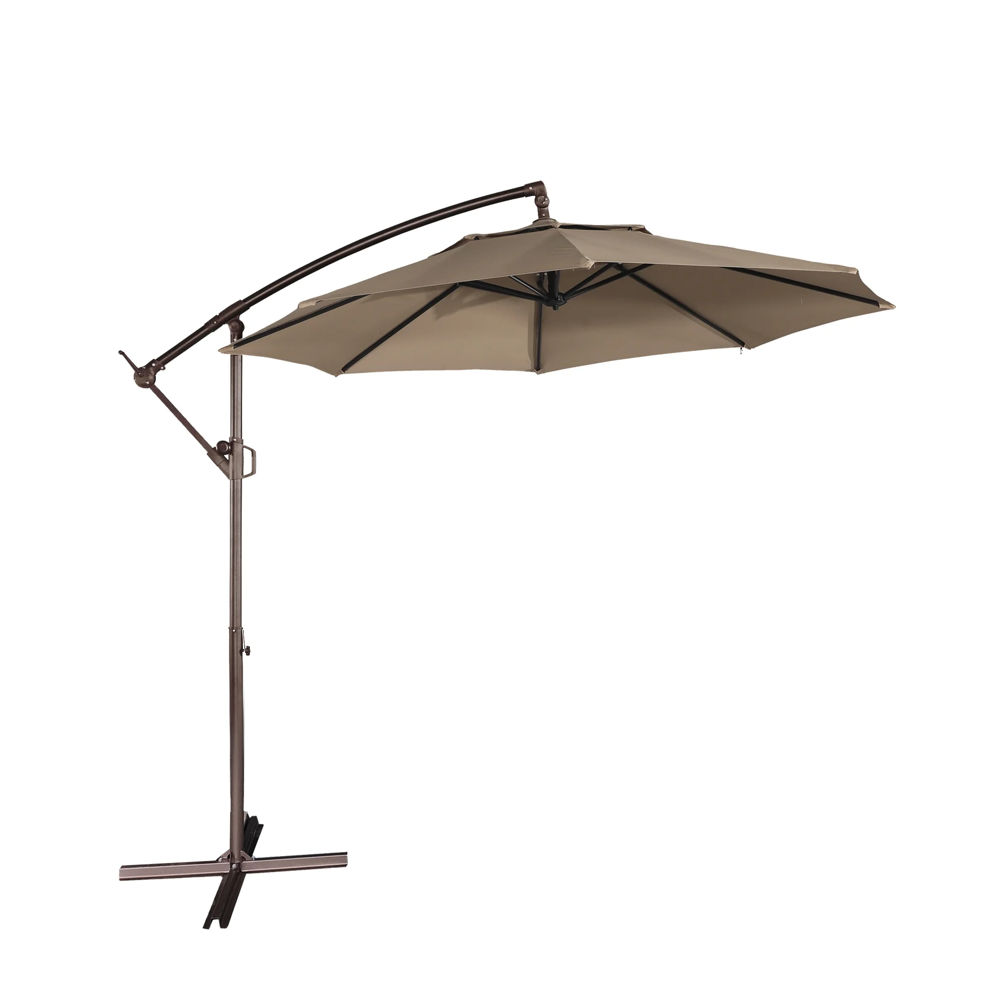 Mondawe 10ft Solar Lights Offset Cantilever Patio Umbrella - with Light, LED Lighted Offset Hanging Patio Outdoor Market Umbrella UPF50+ UV Protection with Crank,Navy Blue - Image 22