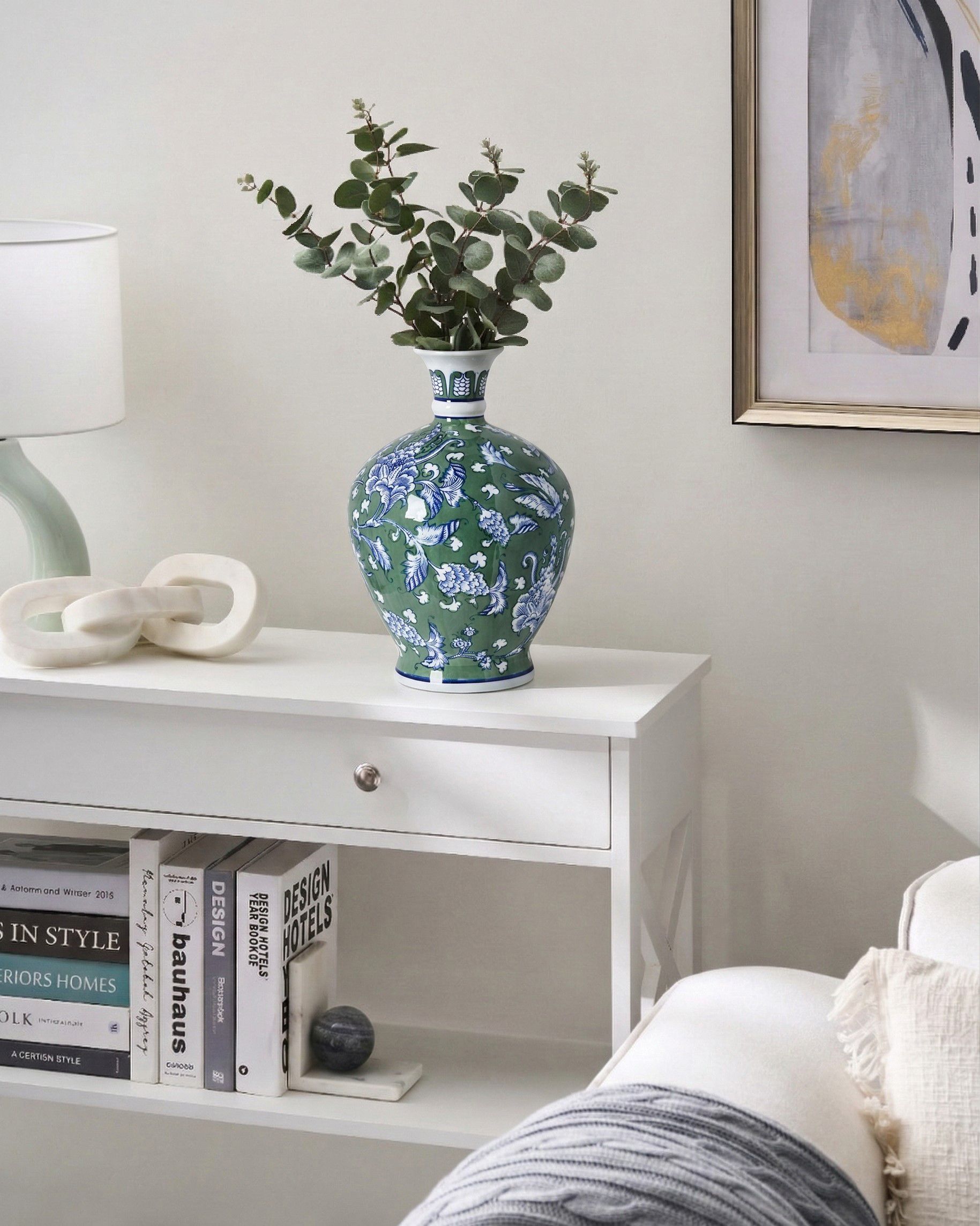 Flower Vase VALLADOLID Porcelain 36 cm Green