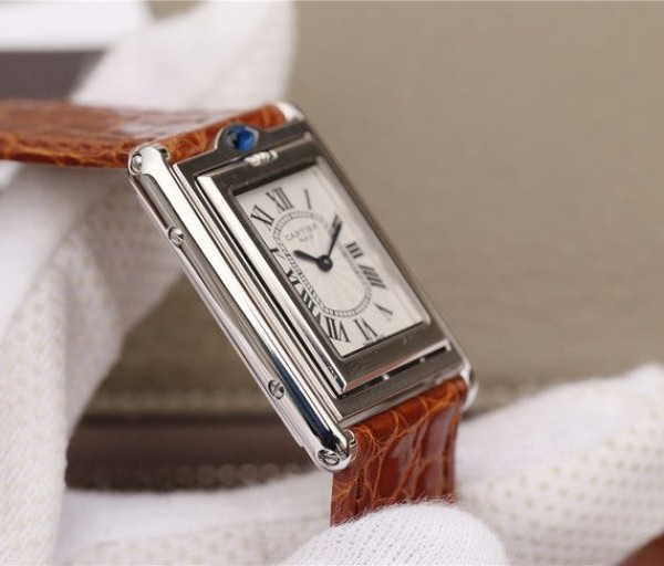 Replica Cartier Tank Reversible White Dial Leather Strap - Top club